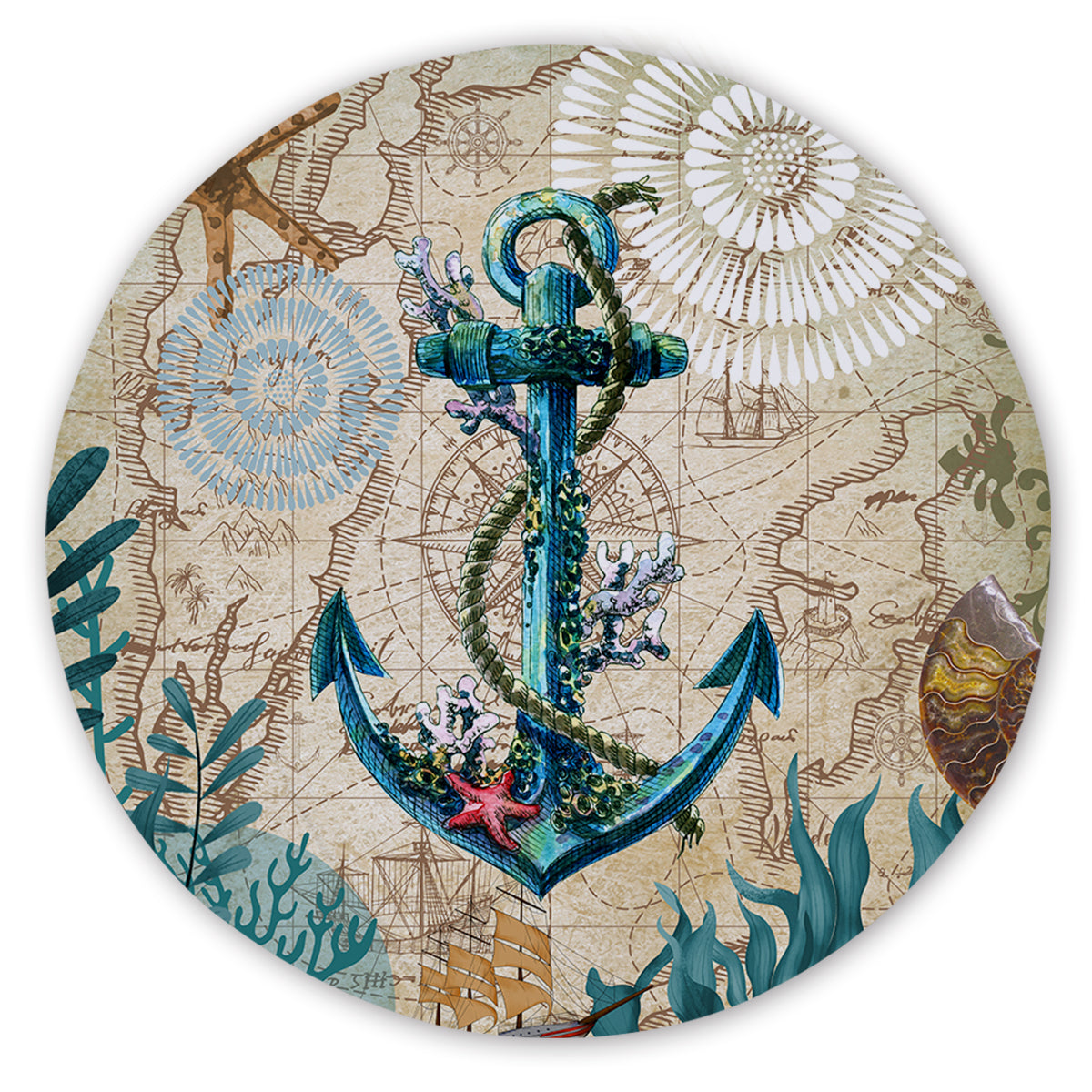 Anchor Love Round Beach Towel - Soft & Absorbent 60