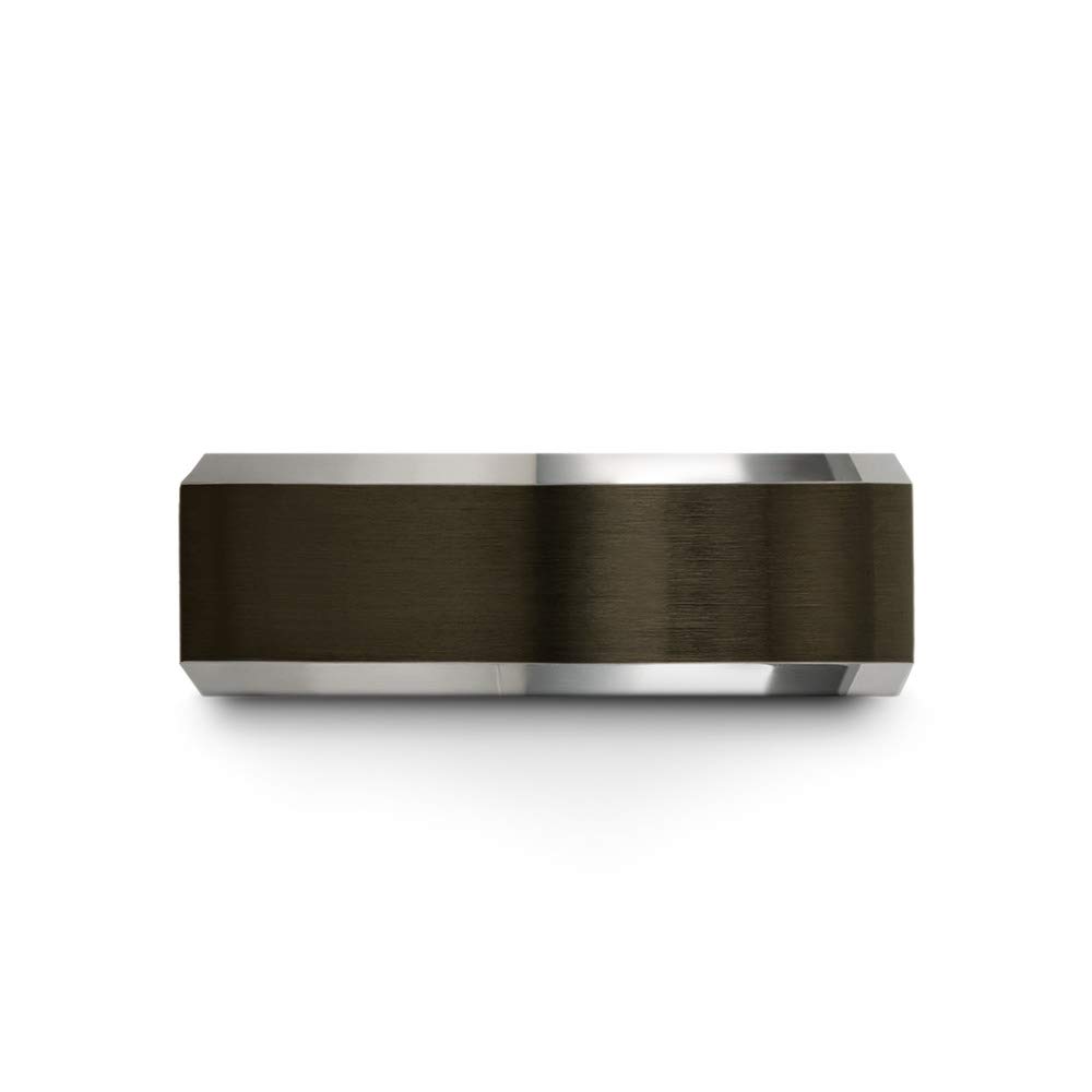 Premium Tungsten Carbide Wedding Band Ring for Men & Women - 8mm Blue Black Gunmetal with Beveled Edge, Brushed/Polished Finish - Custom Engraved Anniversary & Engagement Ring - Perfect for Weddings, Proposals & Special Occasions