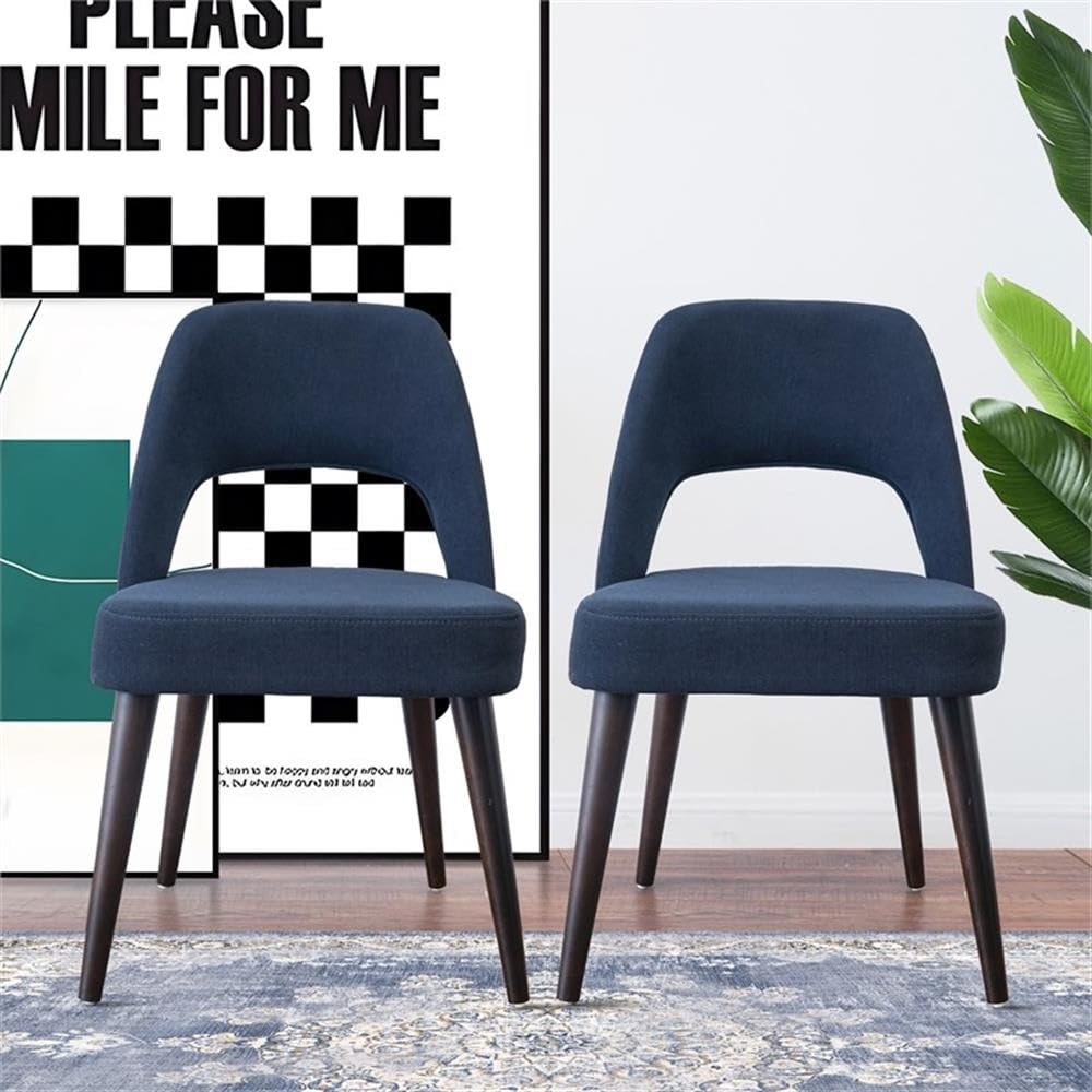 ASHCROFT Avol Mid-Century Modern Fabric Dining Chairs - Set of 2 Blue Upholstered Chairs for Kitchen, Dining Room & Home Office | Comfortable & Stylish Seating Solution