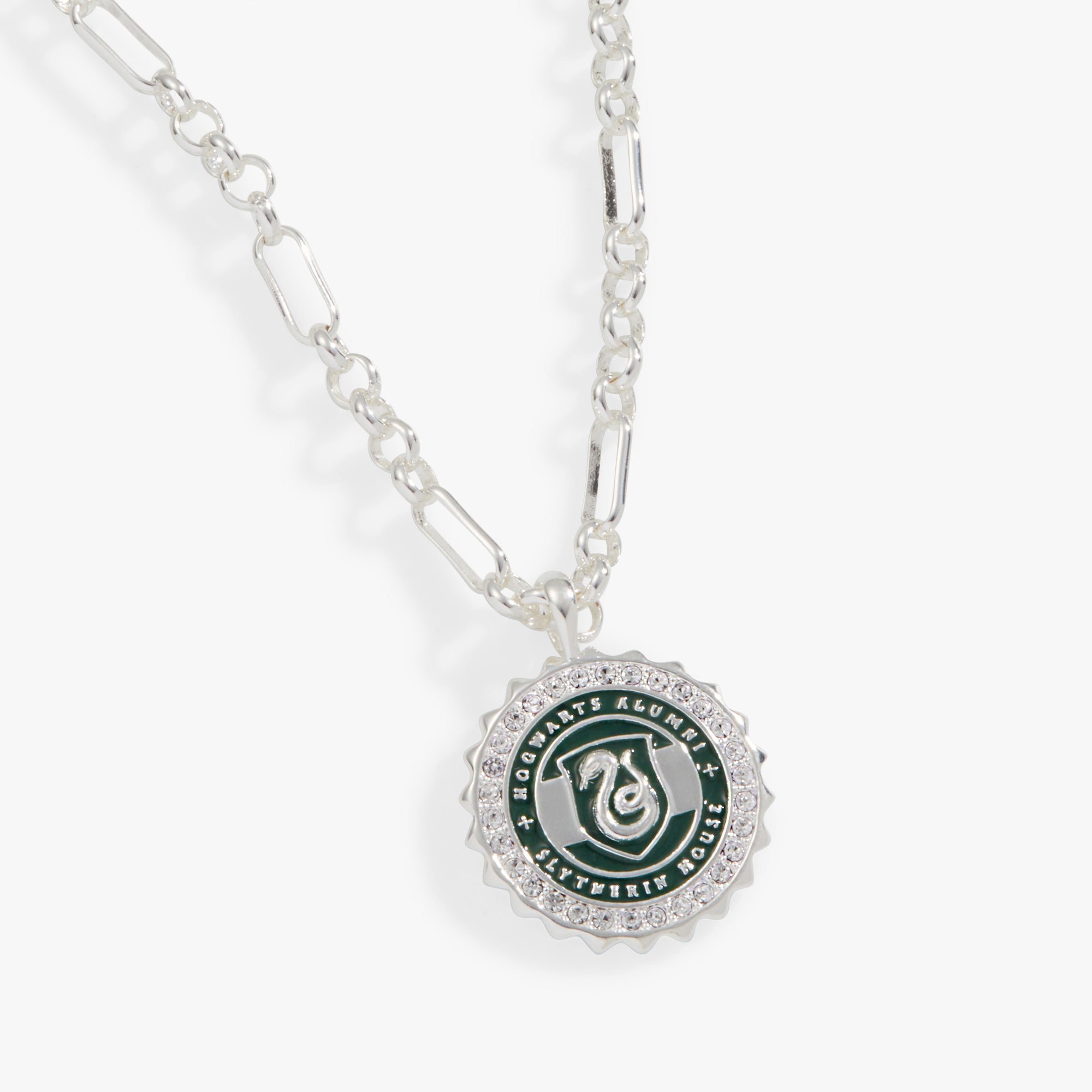Harry Potter™ Slytherin House Pendant Necklace - Adjustable Chain, Silver Plated Hogwarts Jewelry - Perfect for Cosplay, Gift Giving & Wizarding World Fans