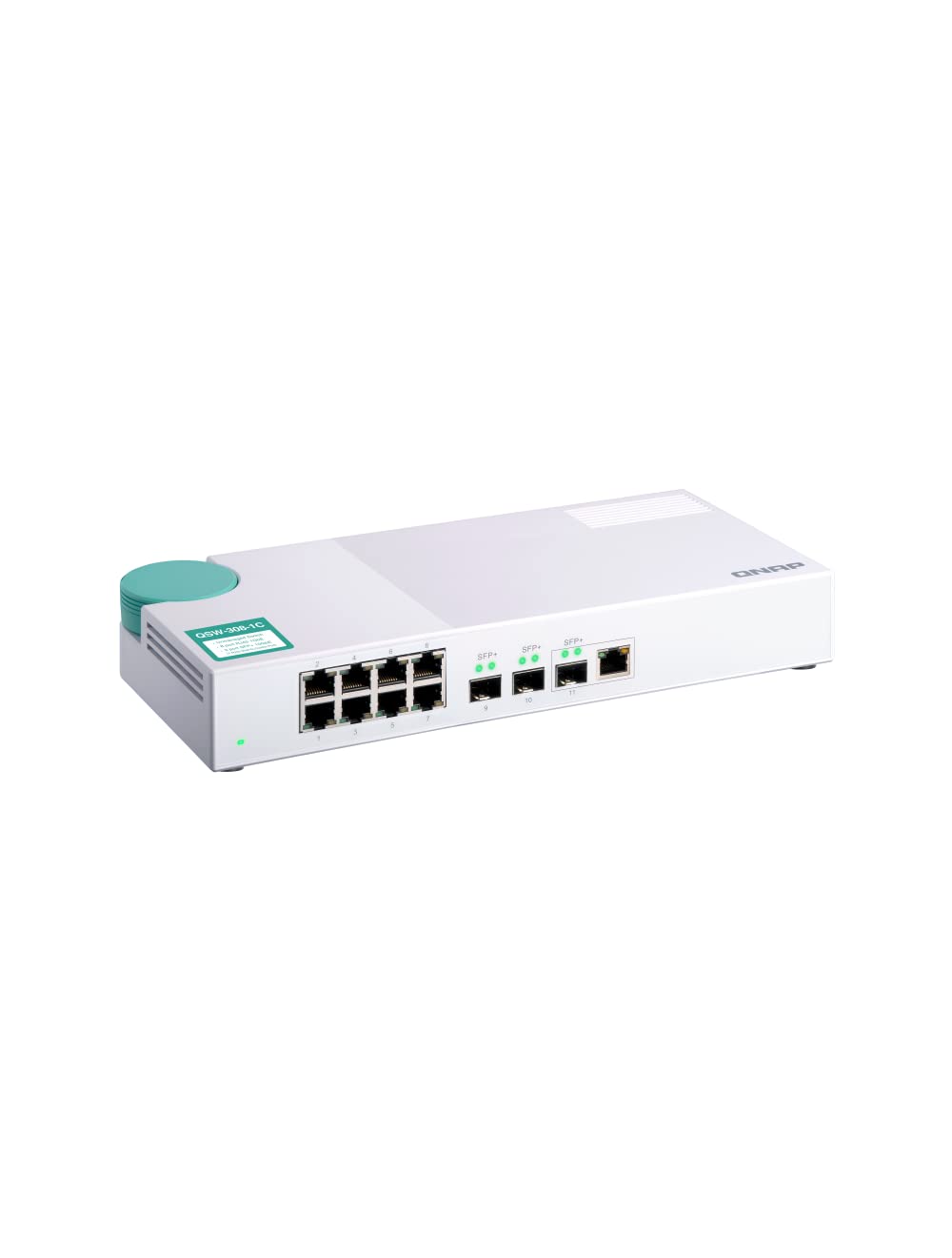 QNAP QSW-308-1C 10GbE Network Switch - 3-Port 10G SFP+ (Including 1 Combo SFP+/RJ45 Port) & 8-Port Gigabit Unmanaged Switch for Home Office, Small Business & Data Center Networking