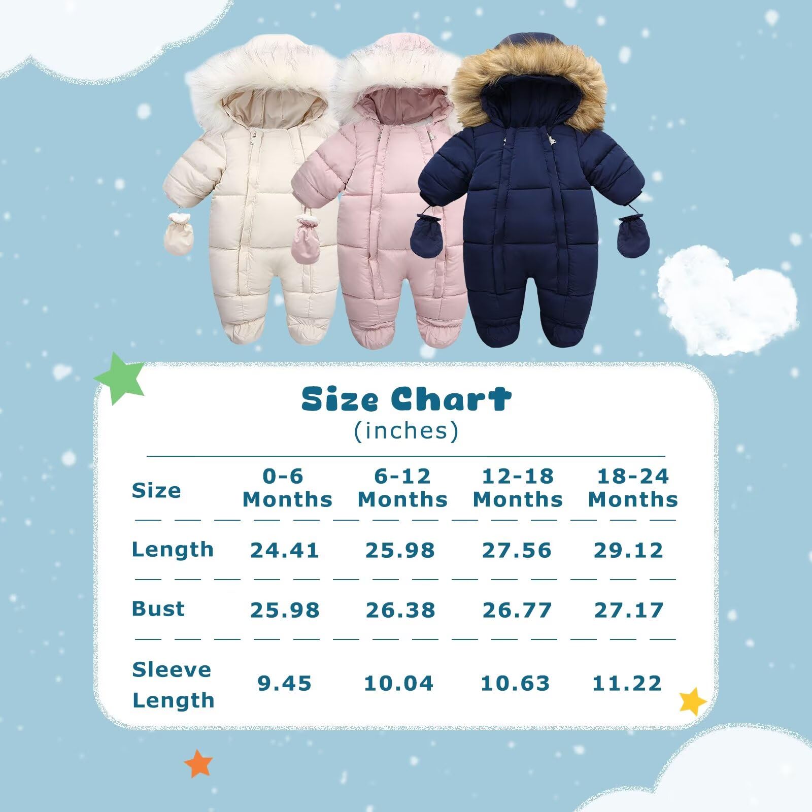 **Baby Snowsuit for Boys & Girls - Cute Hooded Down Jacket Romper with Light Puffer Padding - Warm Winter Jumpsuit for Infants - Perfect for Outdoor Play & Cold Weather**