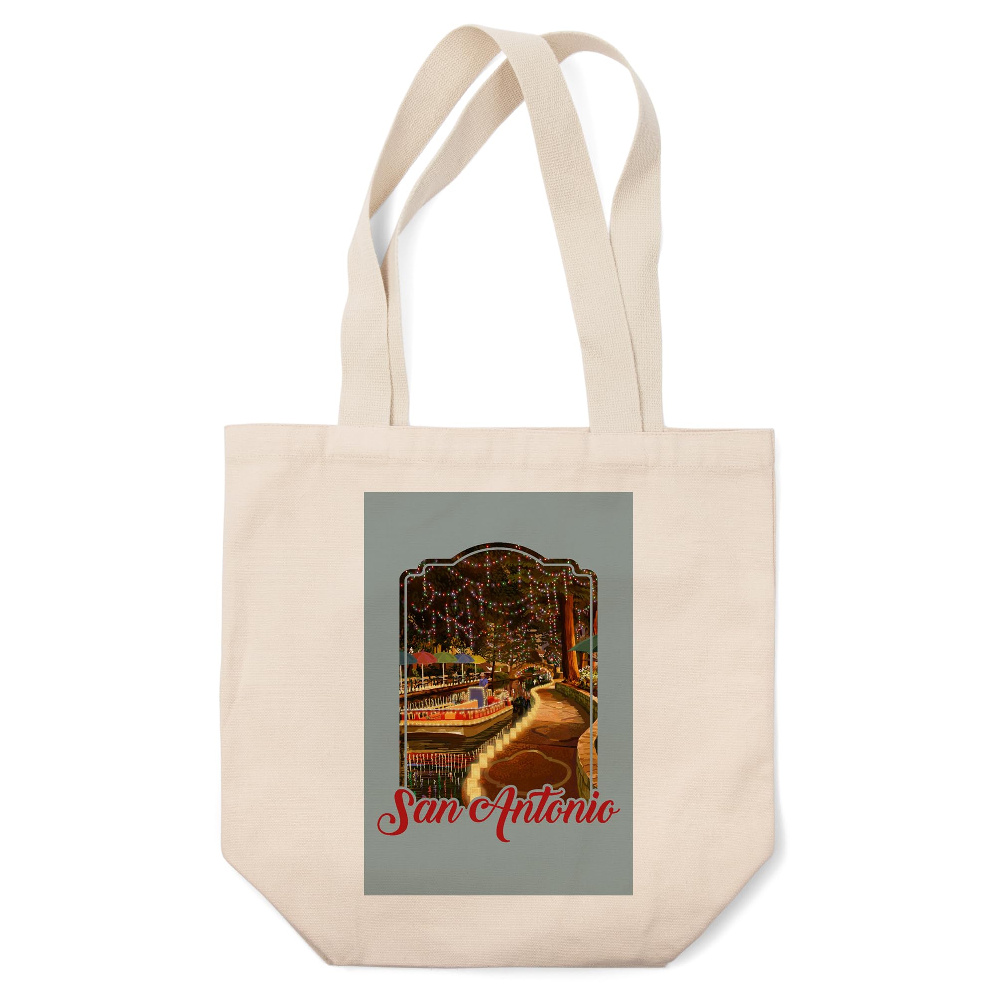 Lantern Press San Antonio Texas Riverwalk 100% Cotton Canvas Reusable Tote Bag - Eco-Friendly Shopping Bag for Groceries, Beach & Travel