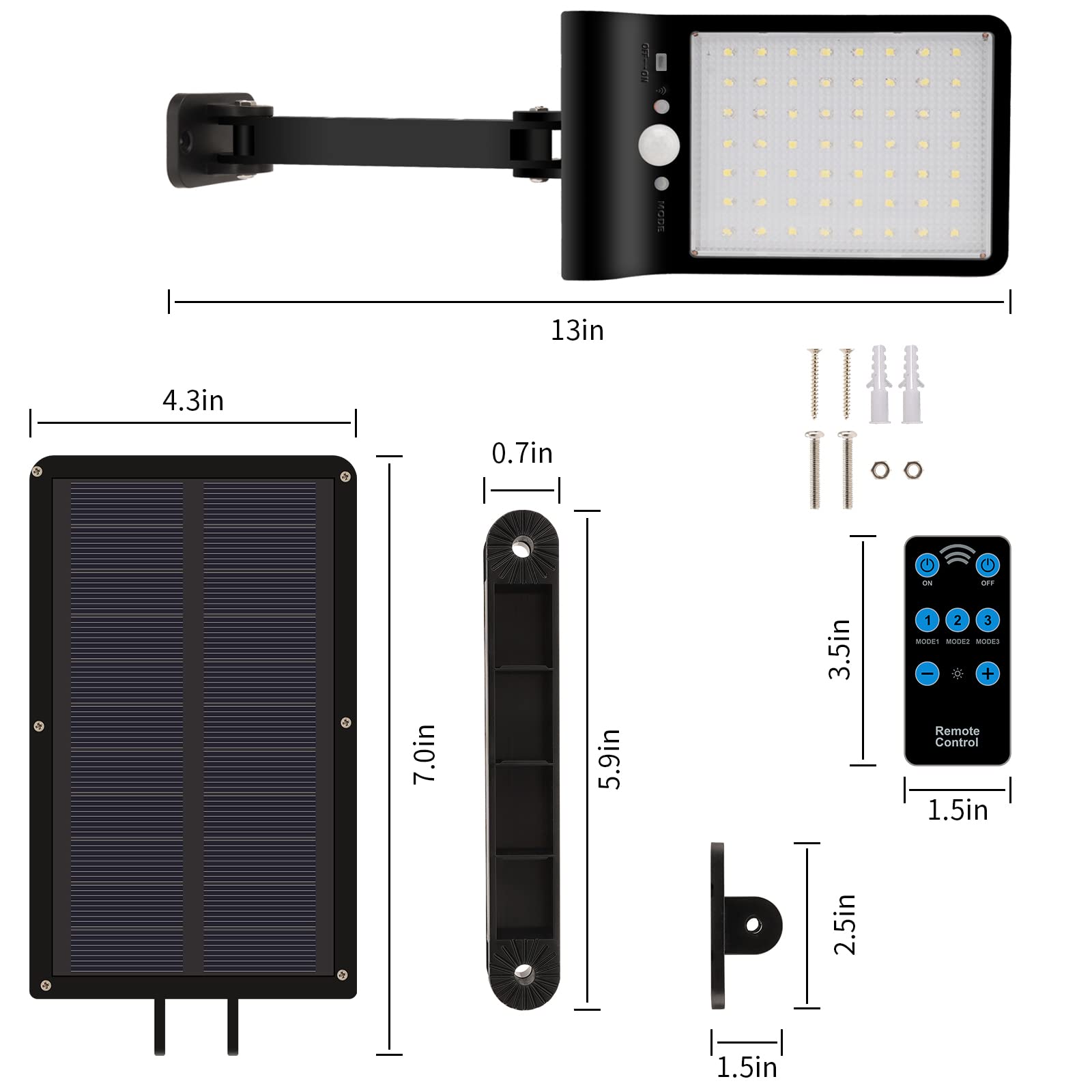 Aqonsie 56LED Solar Security Lights Outdoor with Remote Control - 180° Adjustable Angle, Motion Sensor & 3 Lighting Modes - Waterproof Solar Powered Wall Lights for Backyard, Garden, Pathway, Deck, Garage, and Home Exterior Security Lighting