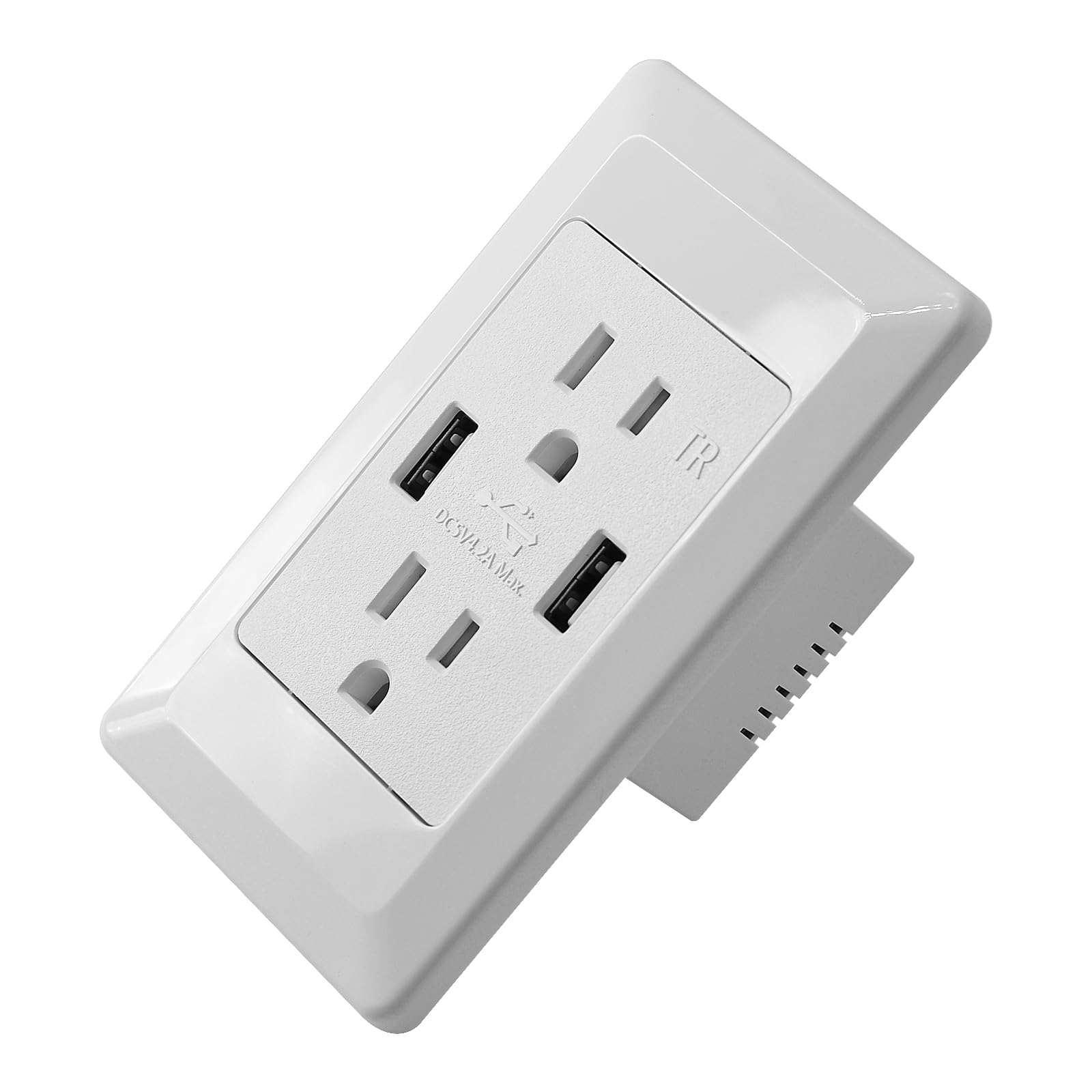 GREENCYCLE 20-Pack USB Outlet Receptacle - 4.2A High-Speed Dual USB Charger & 15A Tamper-Resistant Electrical Wall Socket - Screwless Wall Plate - Perfect for Home, Office & Hotel Charging Stations