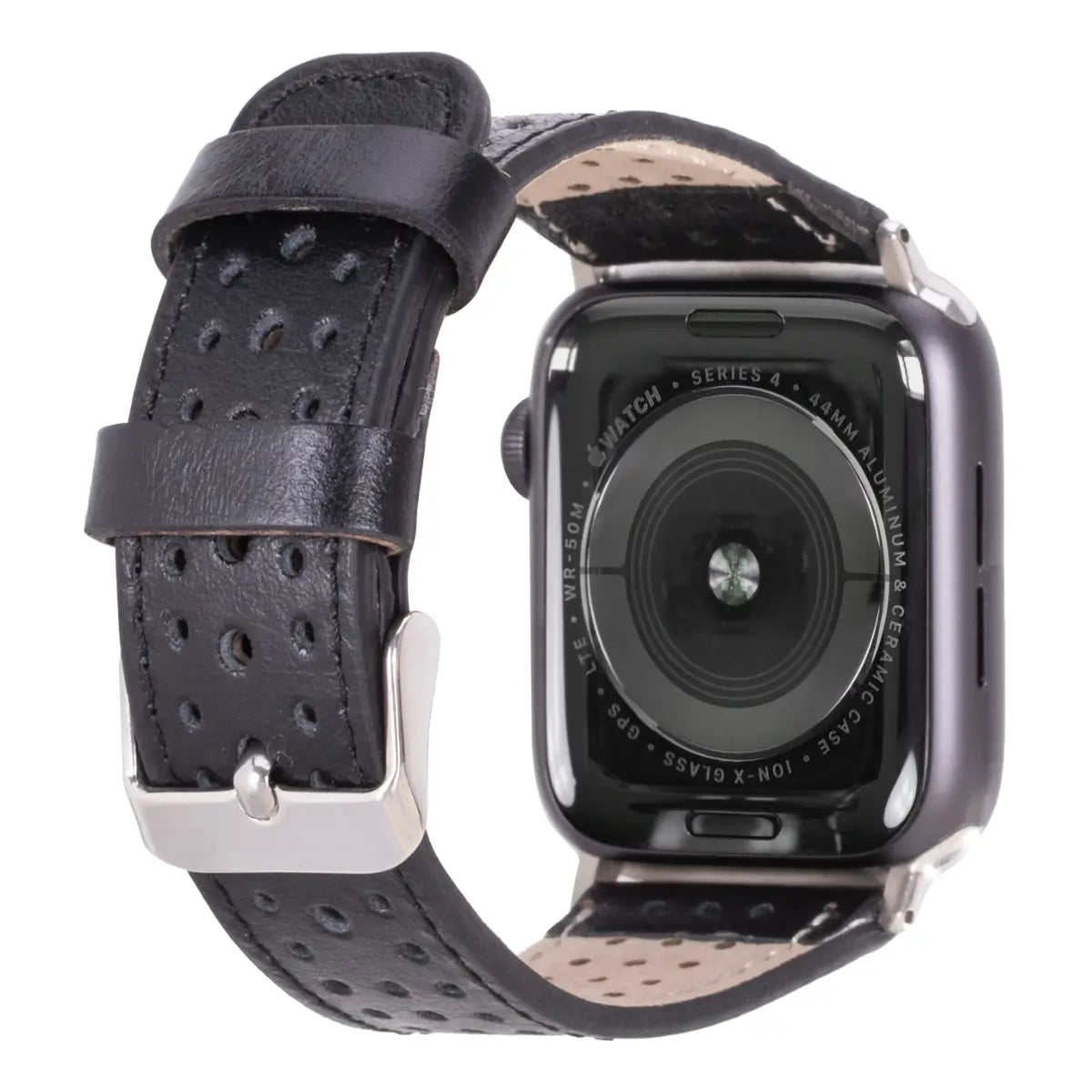 Premium Black Perforated Leather Apple Watch Band - Sporty & Breathable Strap for Workouts, Running & Everyday Wear