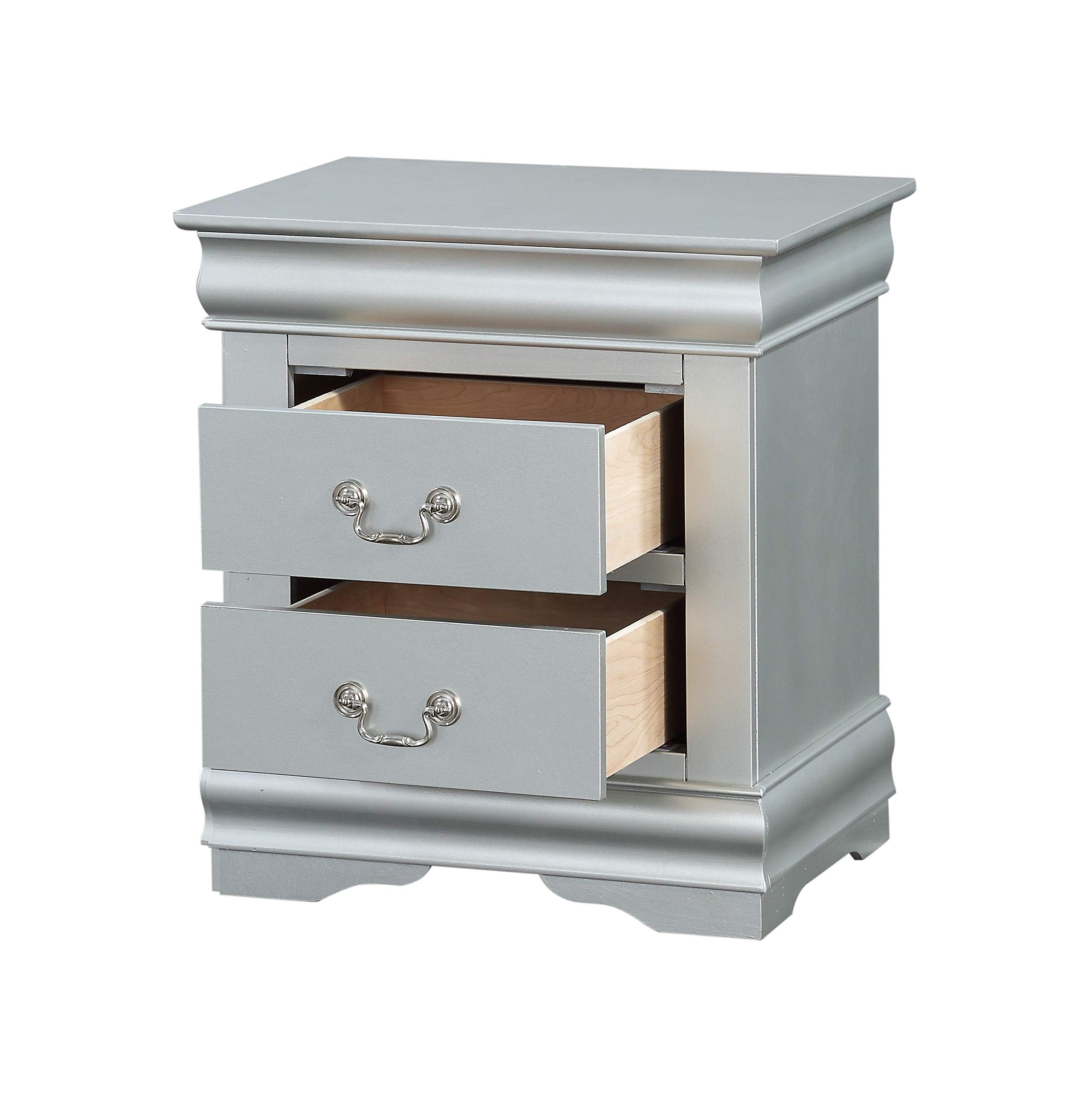 Harper & Bright Designs 2-Drawer Nightstand - Small Dresser & Bedside Table with Storage for Bedroom, Living Room, College Dorm - Silver | Perfect for Compact Spaces & Modern Decor