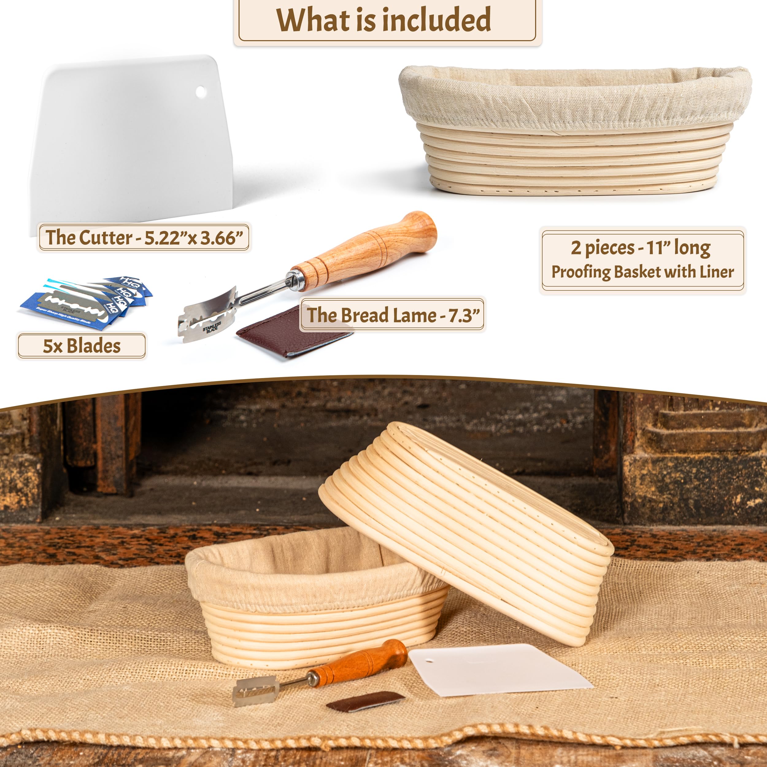 Premium Oval Banneton Proofing Basket Set of 2 (10