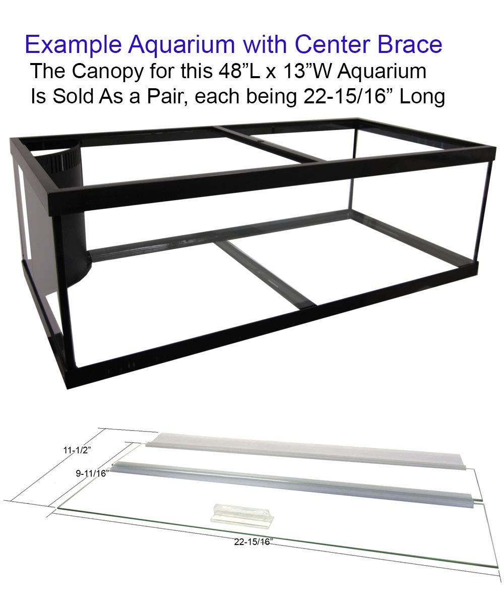 Premium Glass Canopy Two-Piece Set for Aquariums with Center Braces (48