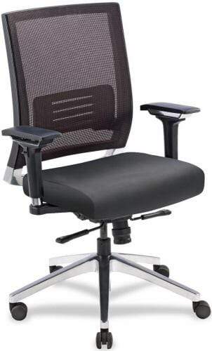 Lorell 90041 Ergonomic Mesh Back Office Chair with Padded Leather Seat - Adjustable Height & Swivel for Home & Office Workspace Comfort