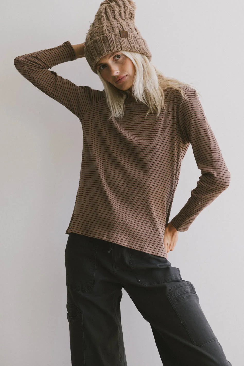 Erin Striped Brown Top for Women | Casual & Chic Blouse | Perfect for Office, Date Night & Everyday Wear