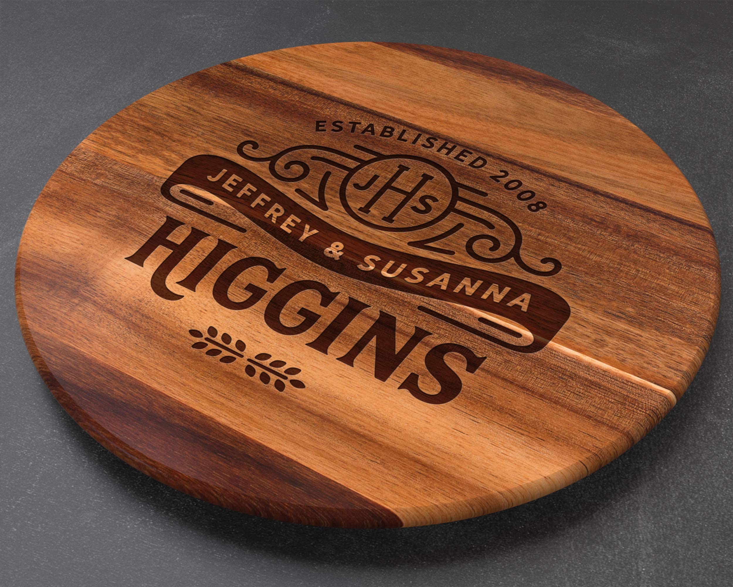 **Personalized Engraved Wood Lazy Susan Turntable - Custom Wedding, Anniversary & Mother's Day Gift for Wife, Mom - Perfect for Dining Table Decor & Serving Dishes**