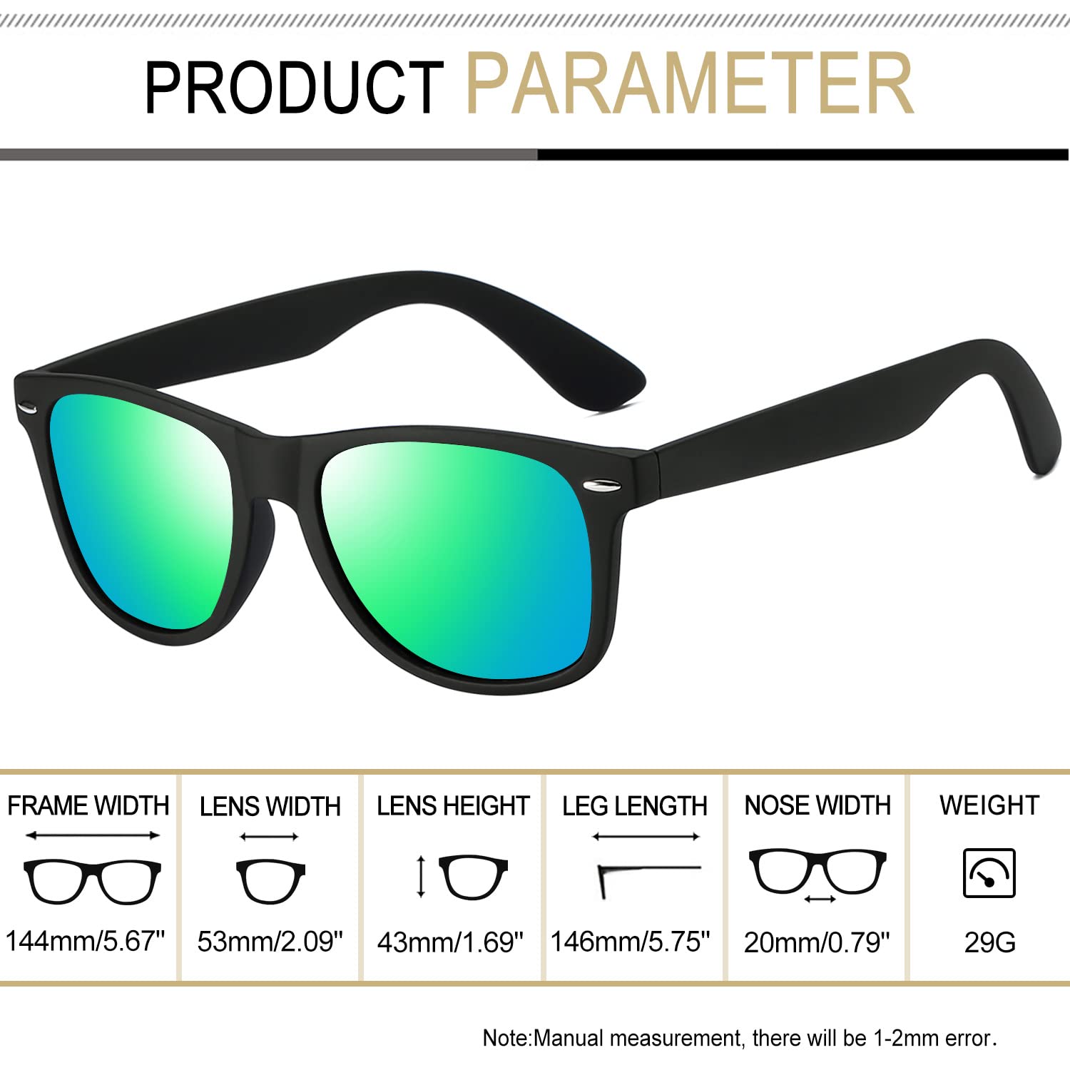 Joopin Square Polarized Sunglasses for Men & Women - UV Protection, Trendy Designer Shades for Outdoor, Driving, Beach & Fashion