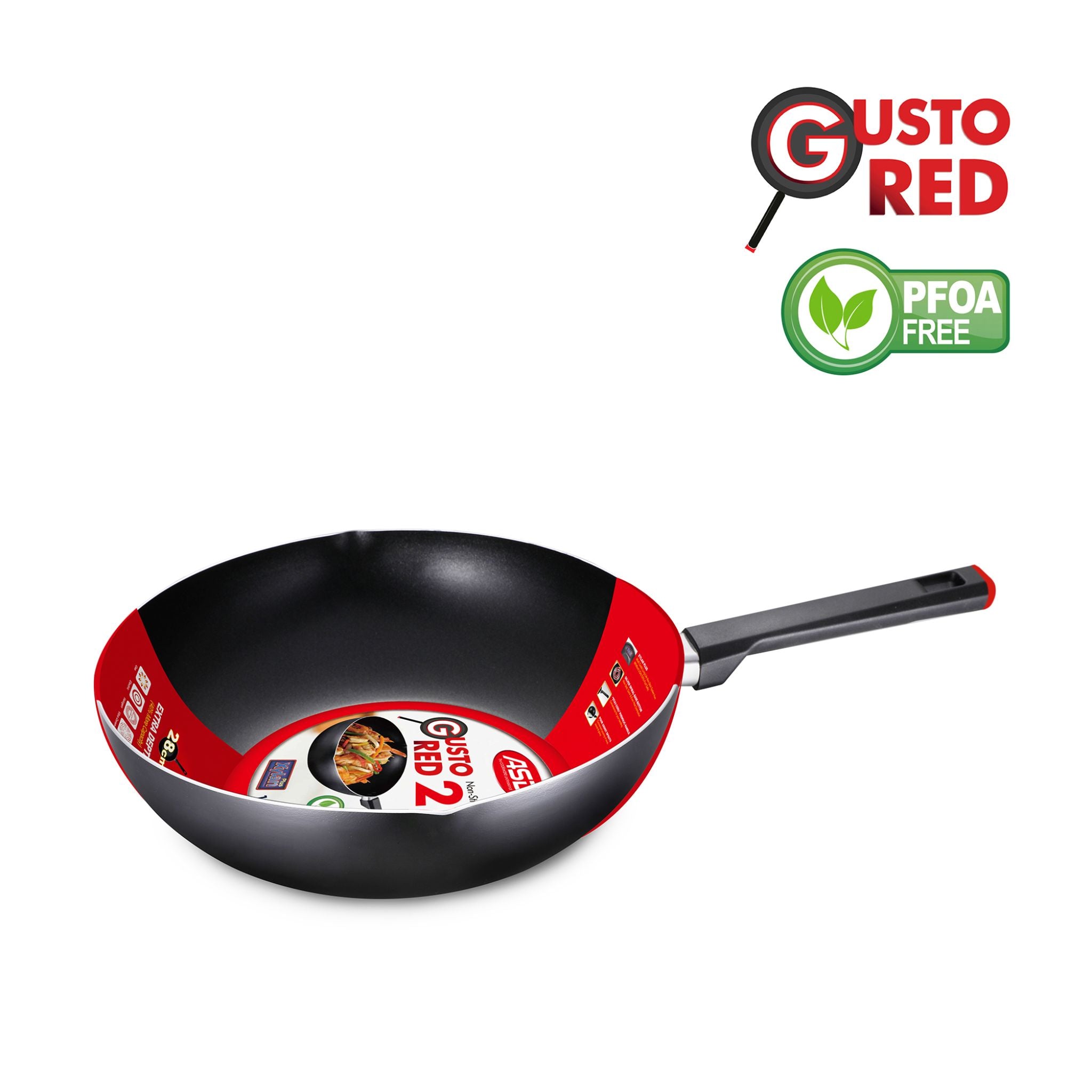 Premium ASD Gusto Red 28cm Deep Fry Pan - Nonstick Skillet for Frying, Searing & Cooking - Perfect for Home Kitchen, Restaurant & Outdoor Camping