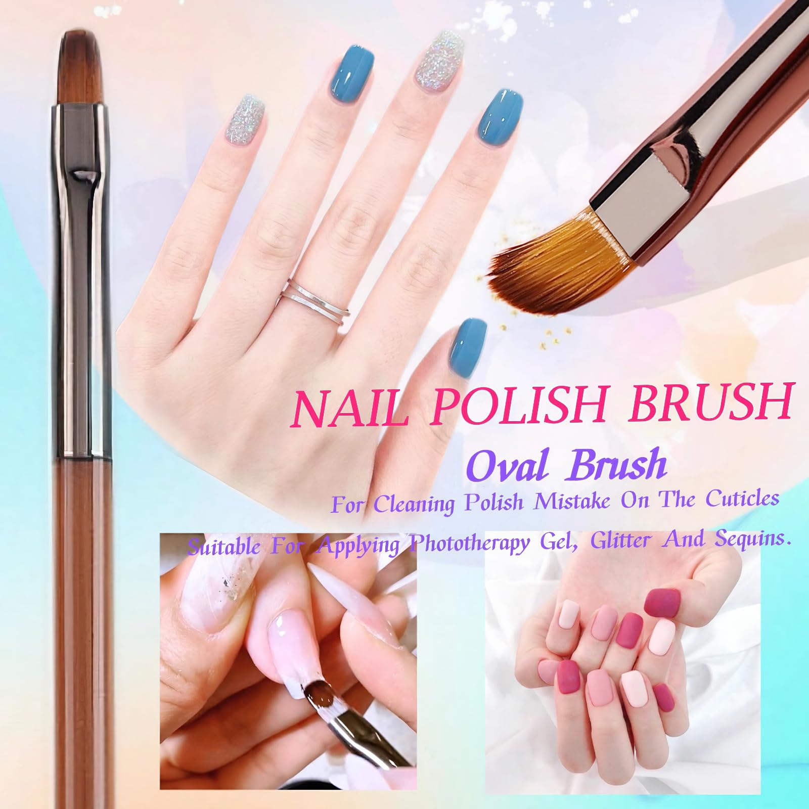 5-Piece Nail Art Liner Brush Set for Gel Polish - Ultra Thin Professional Nail Design Brushes (7/9/11/15/25mm) + 3 Clean Up Brushes for Cuticle Polish Correction - Perfect for DIY Manicure, Salon Nail Art & Gel Extension Application