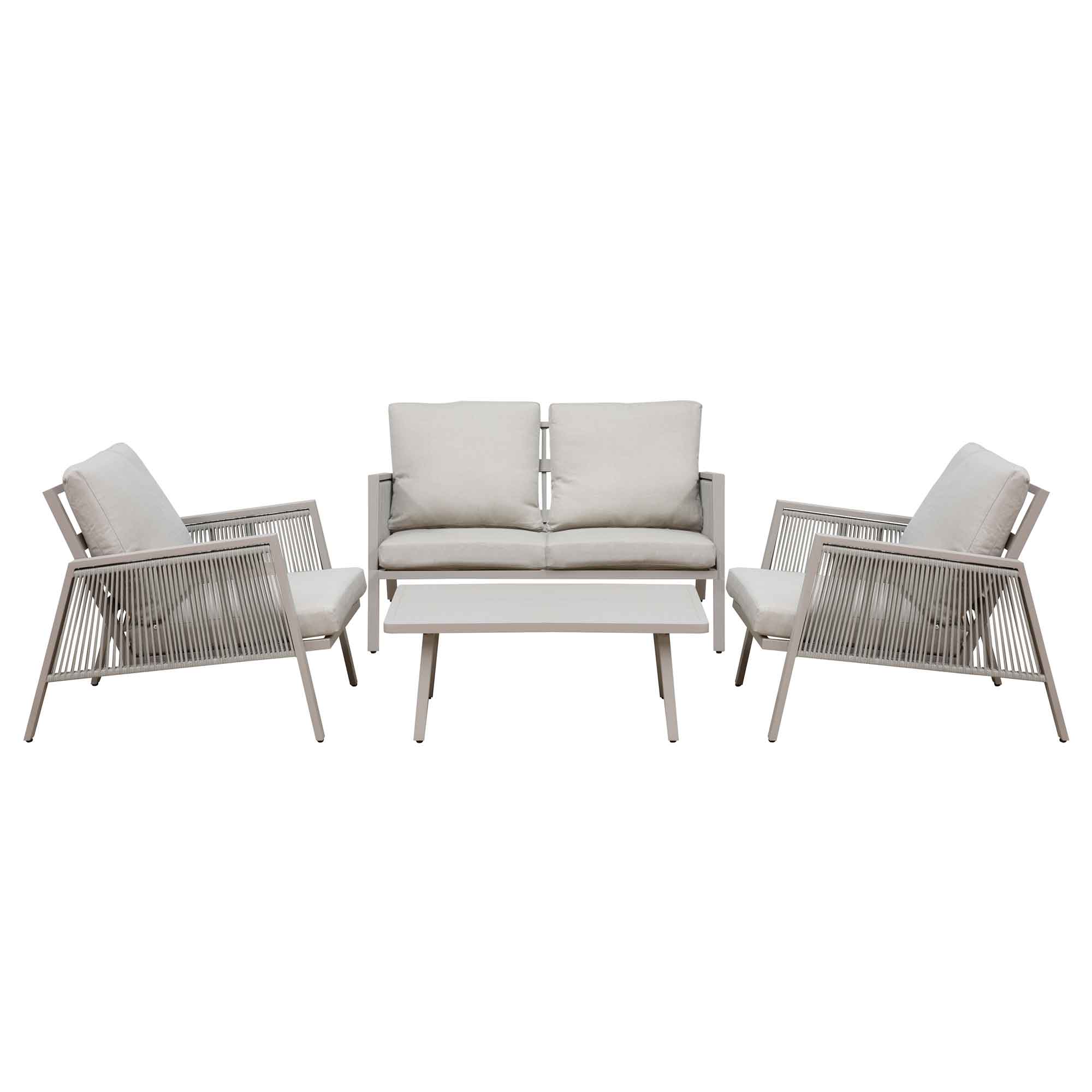 Premium 4-Piece Outdoor Aluminum Patio Sofa Set - Light Grey (DG56) - Perfect for Backyard, Poolside & Garden Relaxation