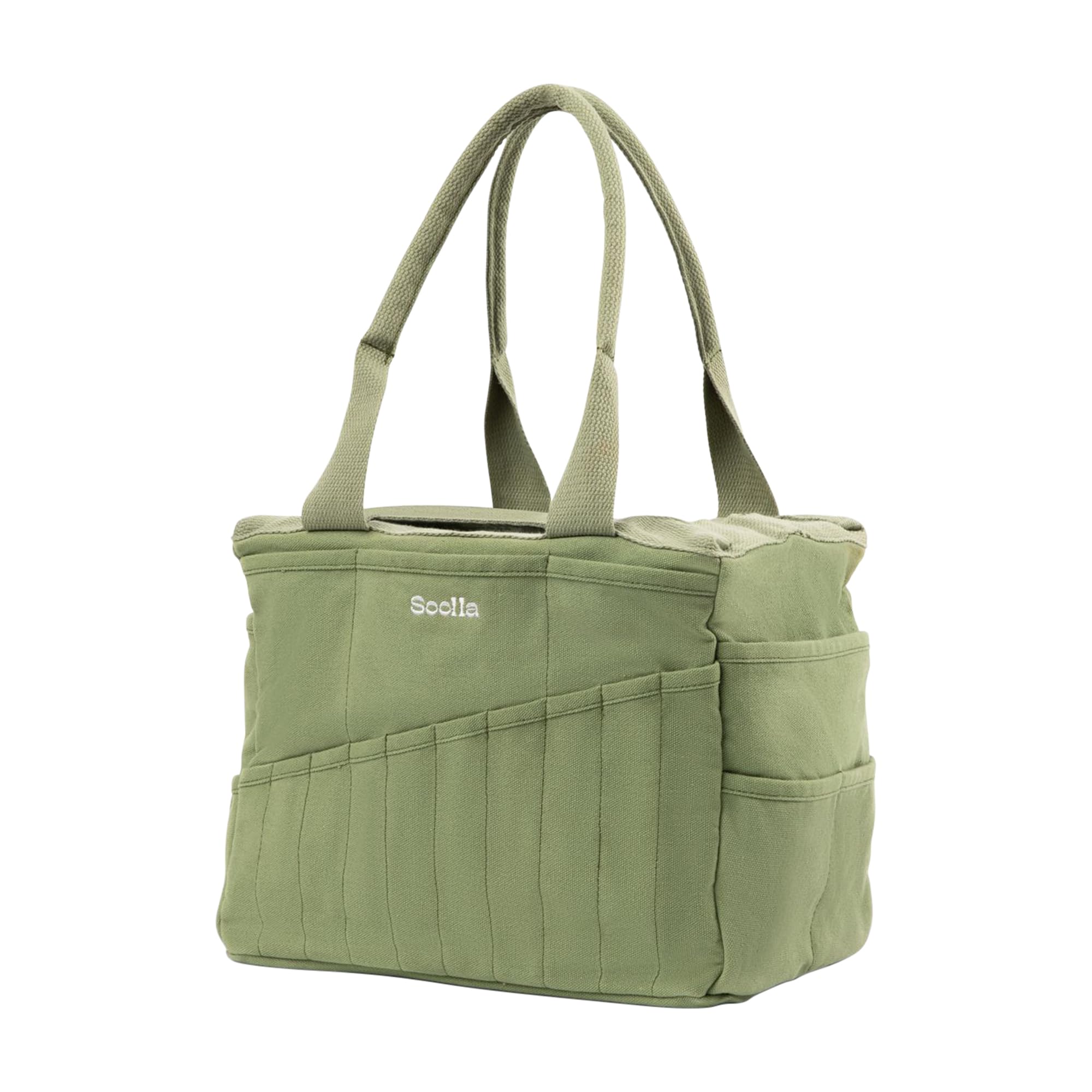 Studio Art Supply Organizer & Pottery Tool Tote - Washable Craft Knitting Yarn & Crochet Project Bag with 30 Pockets | 15+ Canvas Colors | Artist Bag for Adults (Ganja Green) - Perfect for Painting, Pottery, Knitting & Craft Storage