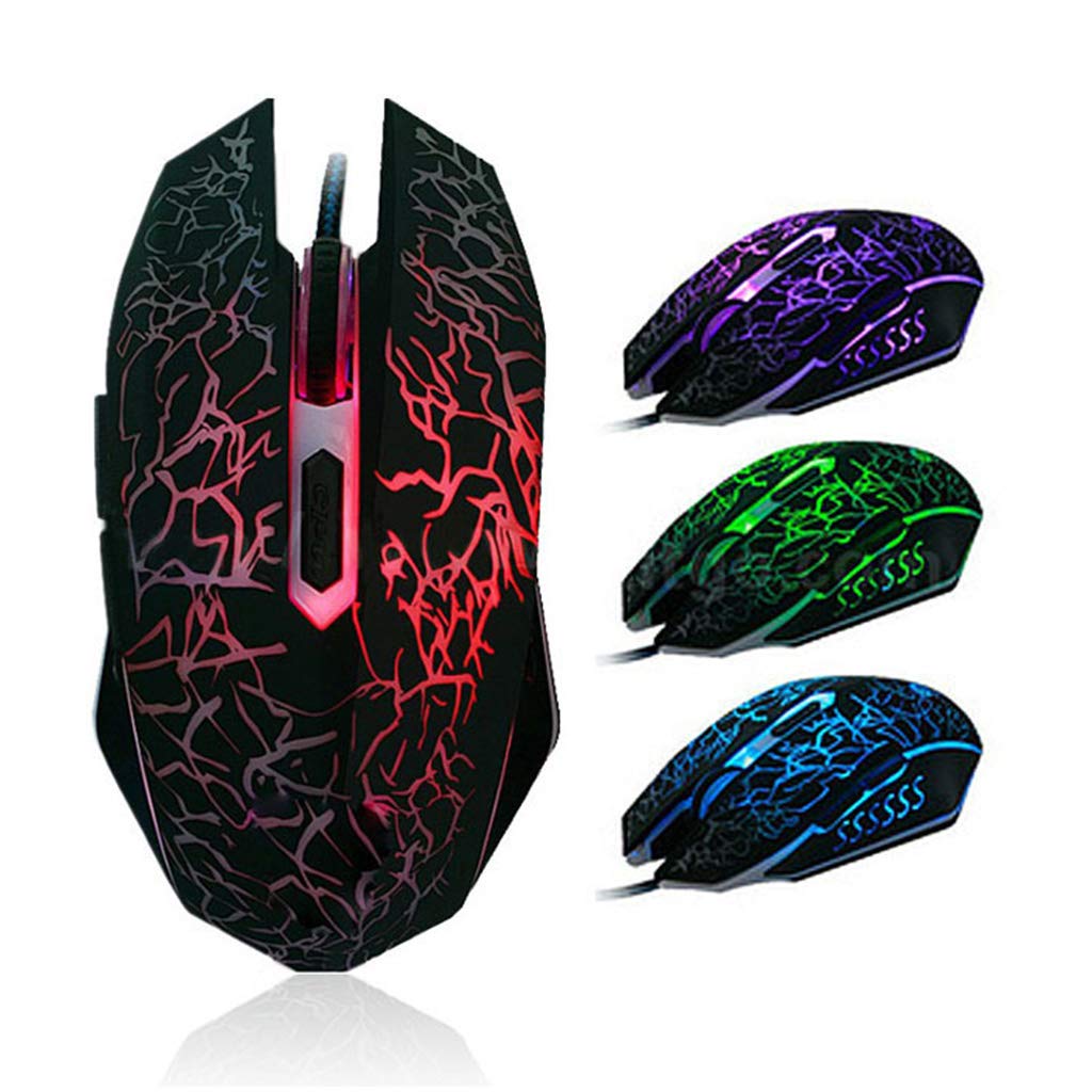 JKPOWER Ergonomic Wired Gaming Mouse - USB Glowing Mouse for Laptop & PC, Enhanced Precision for Gaming & Work, Black - Ideal for Esports & Office Use