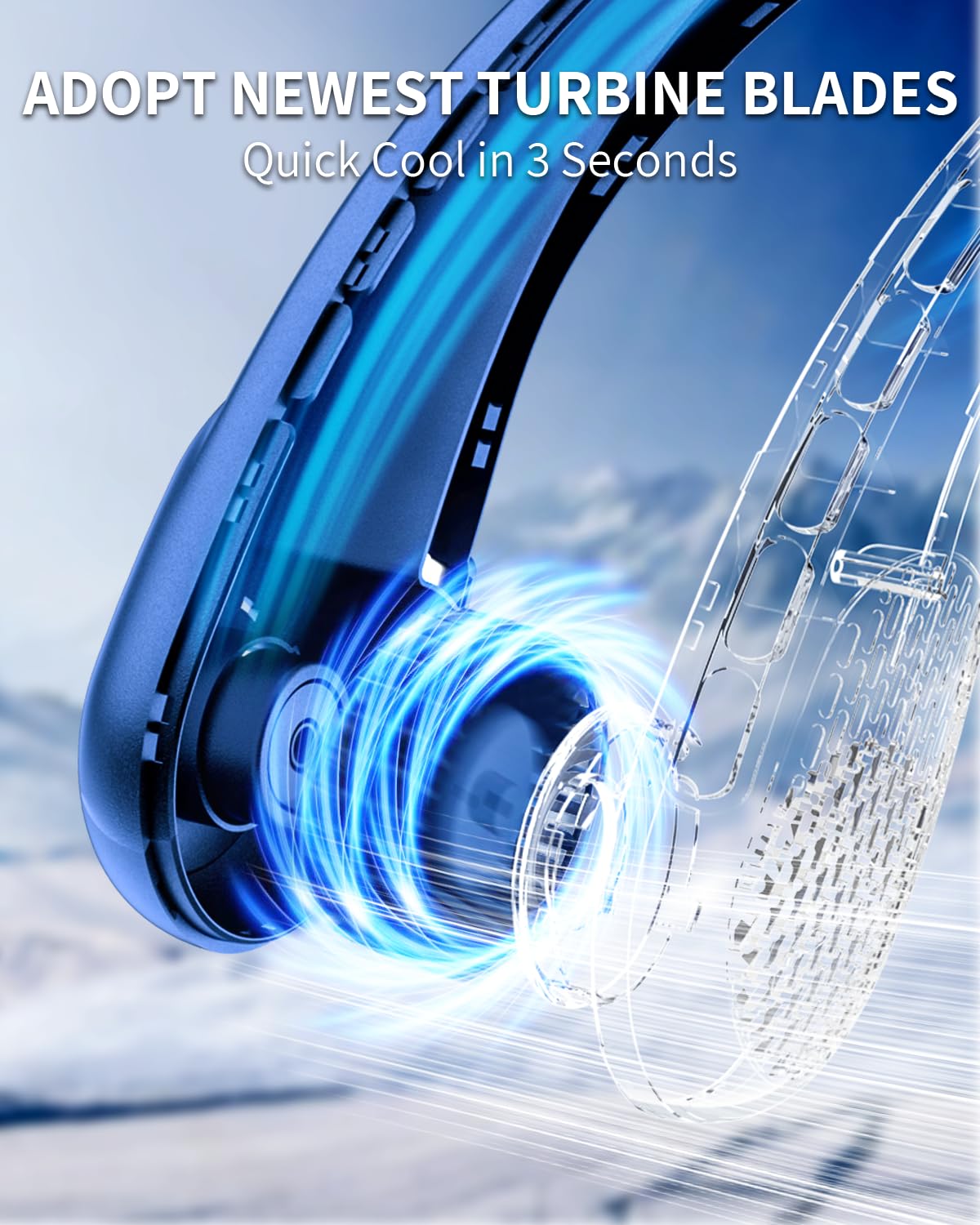 Portable Neck Fan with LED Indicator - USB-C Rechargeable 5200mAh Battery, 3-Speed Adjustable Hands-Free Bladeless Cooling Fan - Ultra Quiet Personal Fan for Home, Office, Gym, Travel, Hiking & Outdoor Activities