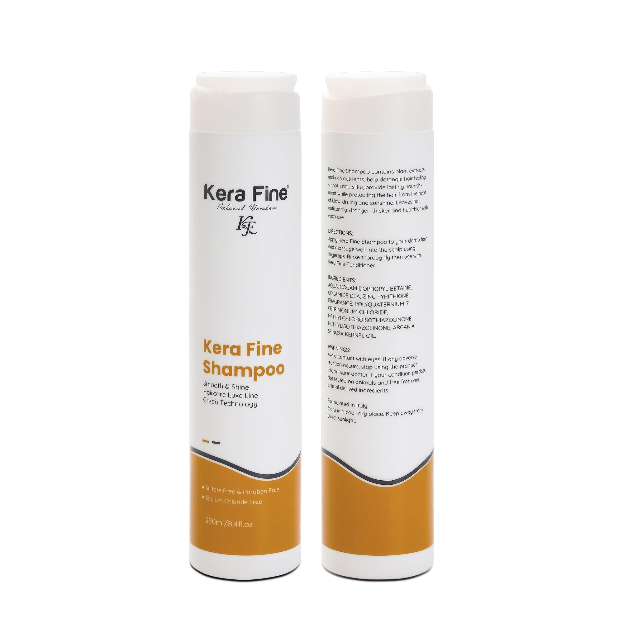 Kera Fine Smooth & Shine Shampoo 250ml - Sulfate Free, Paraben Free & Sodium Chloride Free - Green Technology for Luxurious Smooth & Shine Haircare - Perfect for Daily Use & Salon-Quality Results at Home