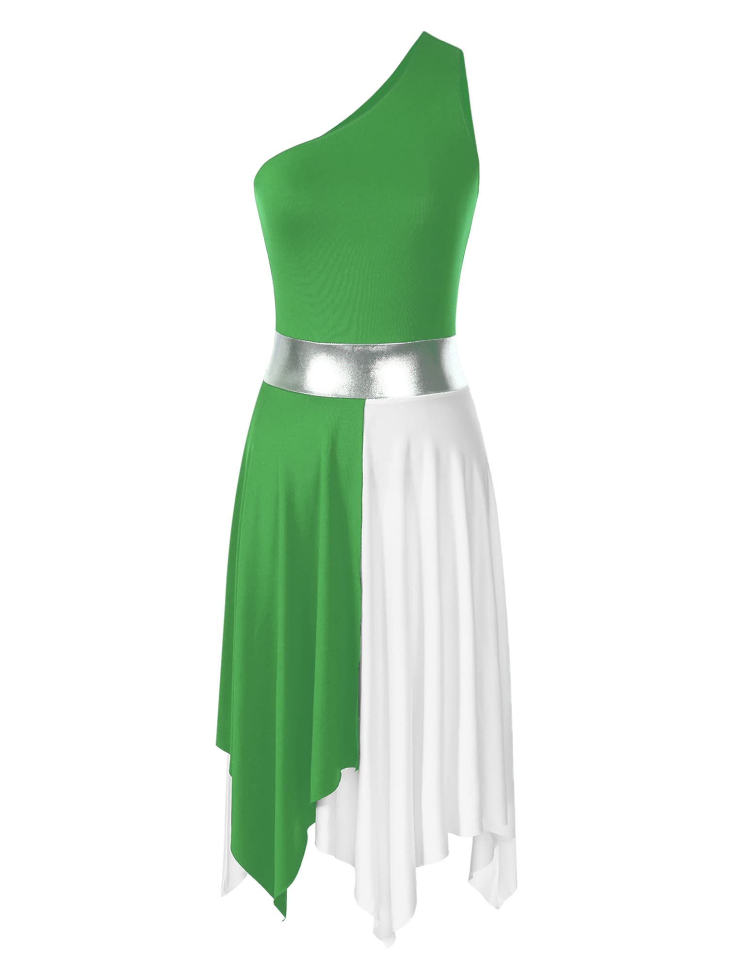 iiniim Women's Sleeveless Color Block Worship Dance Dress - Lyrical Praise Dance Costume with Irregular Hem for Church Performances & Christian Events