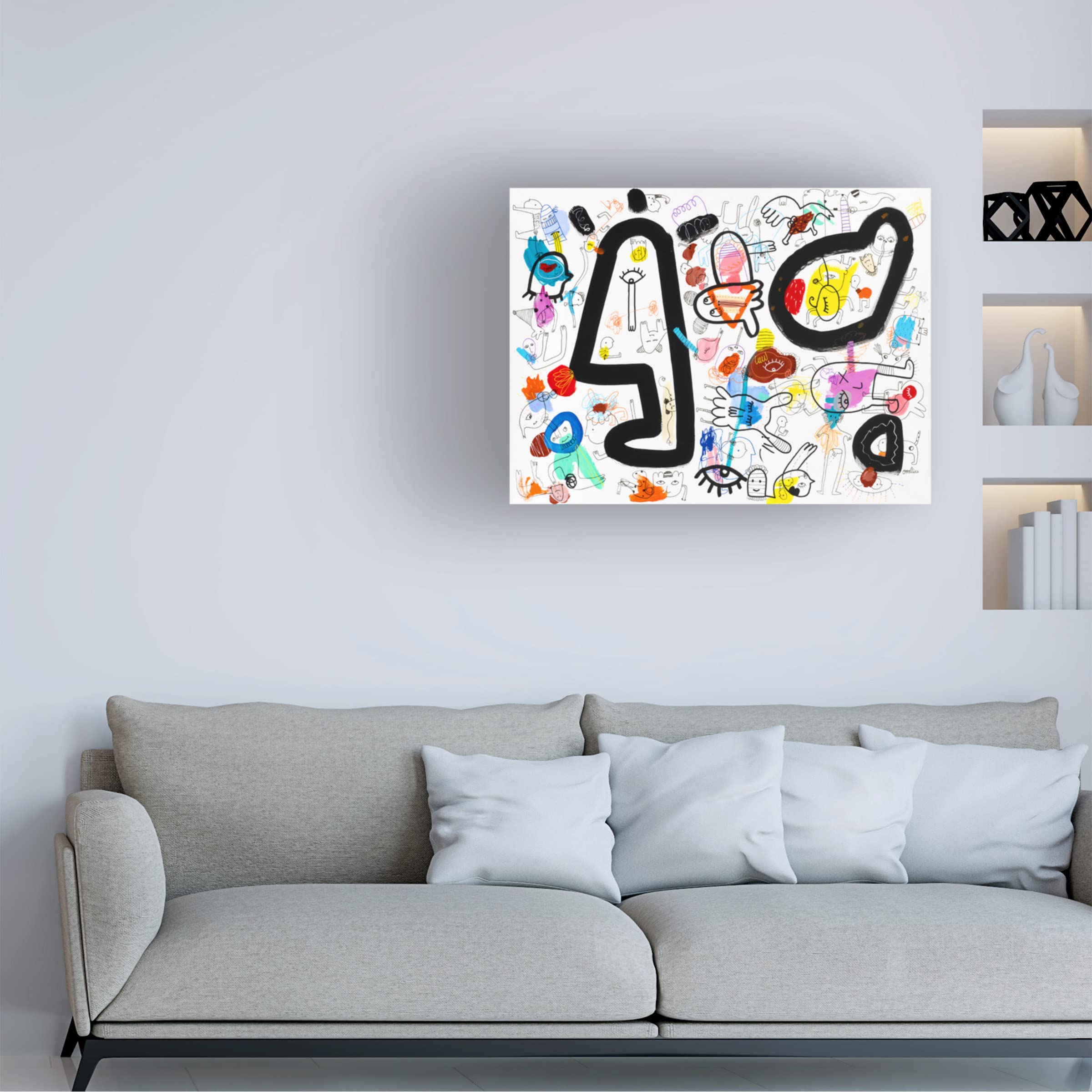 Trademark Fine Art 'Amoeba Alert' Canvas Wall Art by Oodlies - Modern Abstract Painting for Living Room, Bedroom & Office Decor