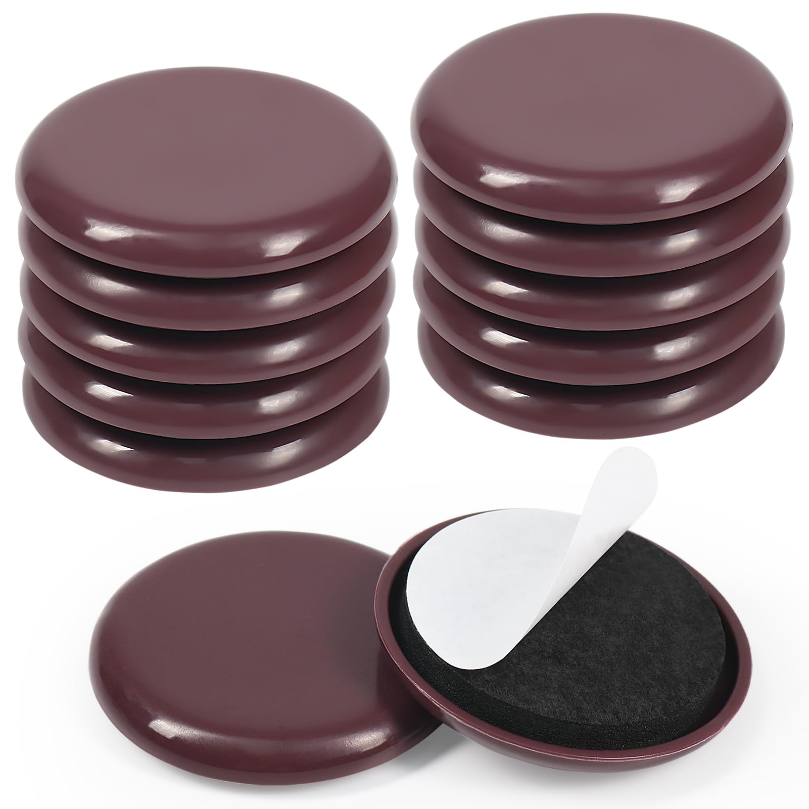 2 Inch Furniture Sliders for Hardwood & Carpet - 12 Pack Heavy Duty Furniture Glides for Easy Moving - Perfect for Sofas, Chairs, Tables & Home Office (Coffee Brown)