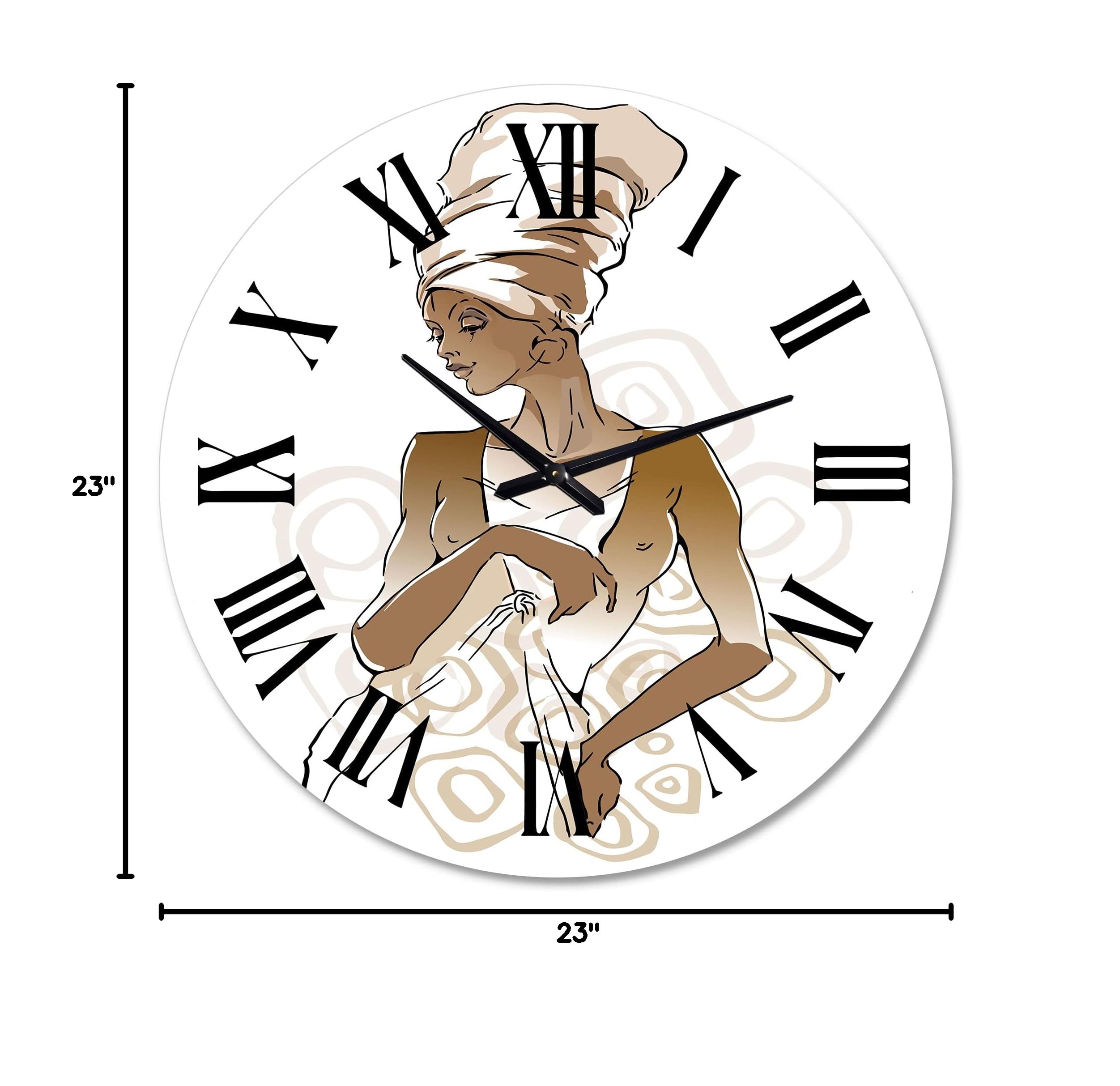 African American Woman Portrait Wall Clock - Large Modern Wall Decor for Kitchen, Living Room & Bedroom | Silent Non-Ticking Battery Operated Clock for Home & Office