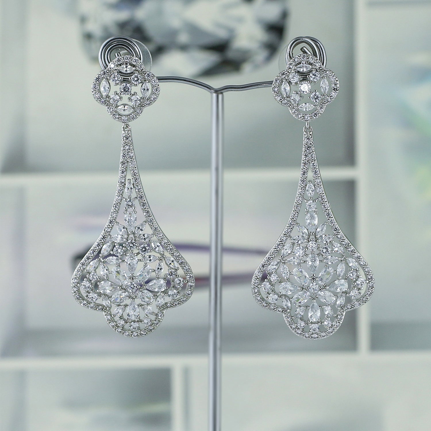 Elegant Cubic Zirconia CZ Dangle Water Drop Earrings for Women - CE10577 | Perfect for Weddings, Parties & Evening Events