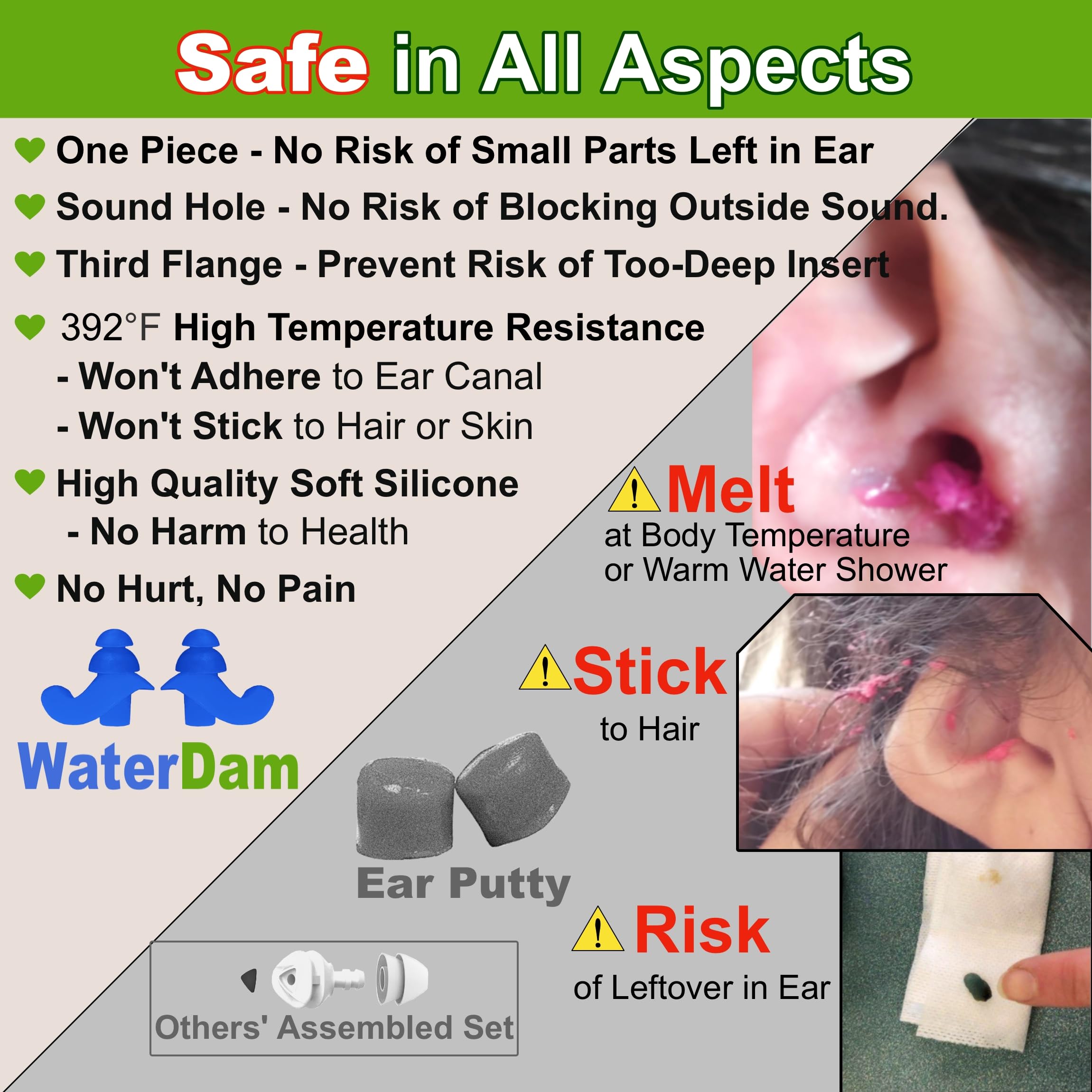 Waterproof Swimming Ear Plugs for Adults & Kids - Ultra Comfortable Silicone Earplugs to Prevent Swimmer's Ear - Perfect for Pool, Beach, Surfing & Water Sports