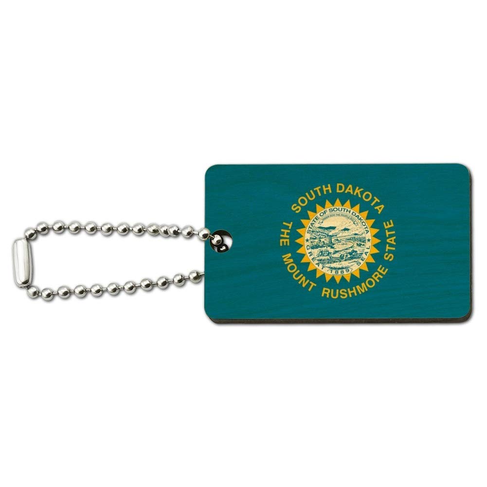 South Dakota State Flag Wooden Rectangle Keychain - Durable Wood Key Ring with State Flag Design - Perfect for Gifts, Souvenirs, and Key Organization