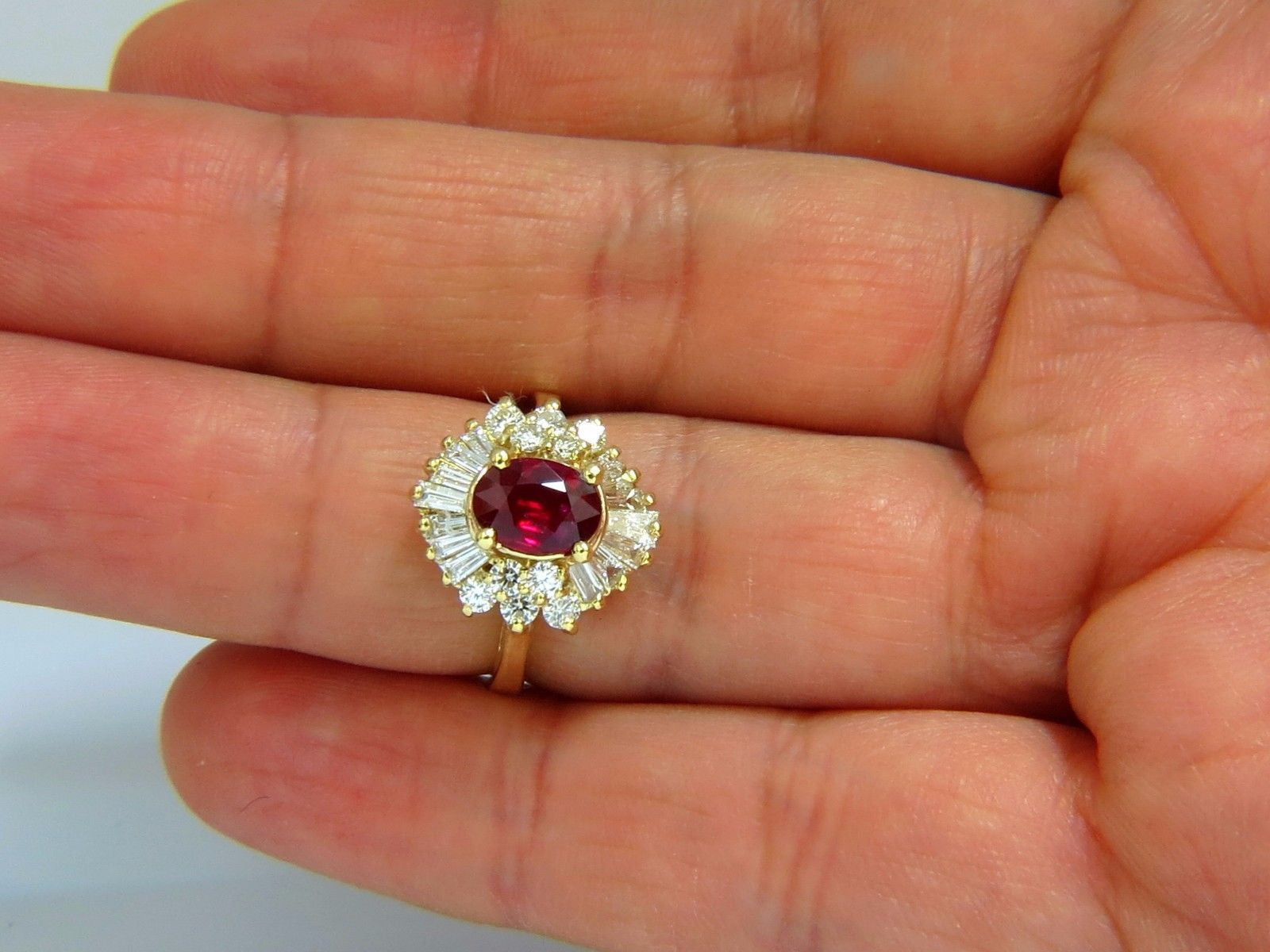2.60CT GIA Certified Natural Oval Vivid Red Ruby & Diamond Cocktail Ring in 18K Gold - Perfect for Evening Parties, Weddings & Special Occasions
