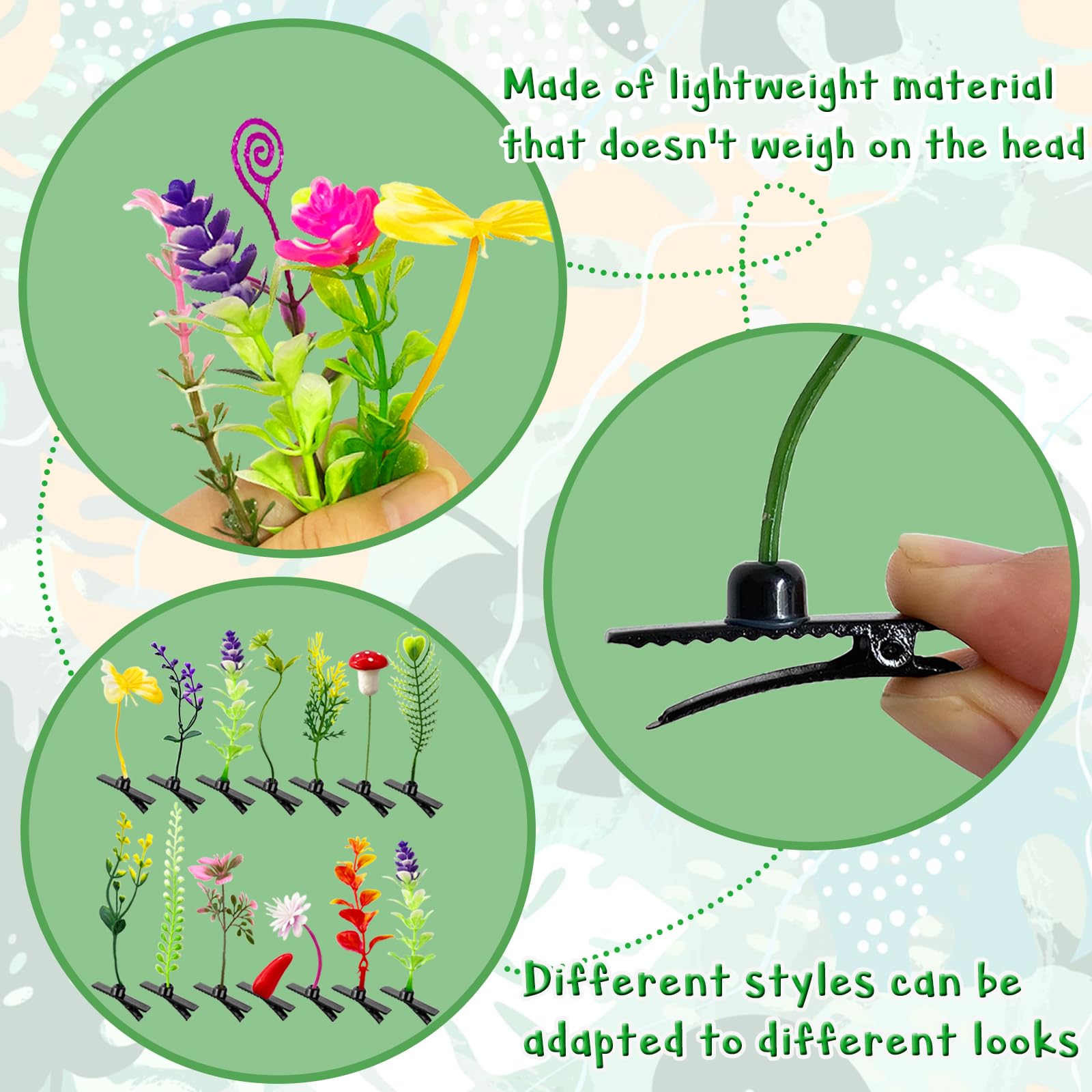 100-Piece Mixed Style Bean Sprout Hair Clips - Funny Plant Hairpins for Women, Girls & Kids - Cute Hair Accessories for School, Home Parties & Costume Events