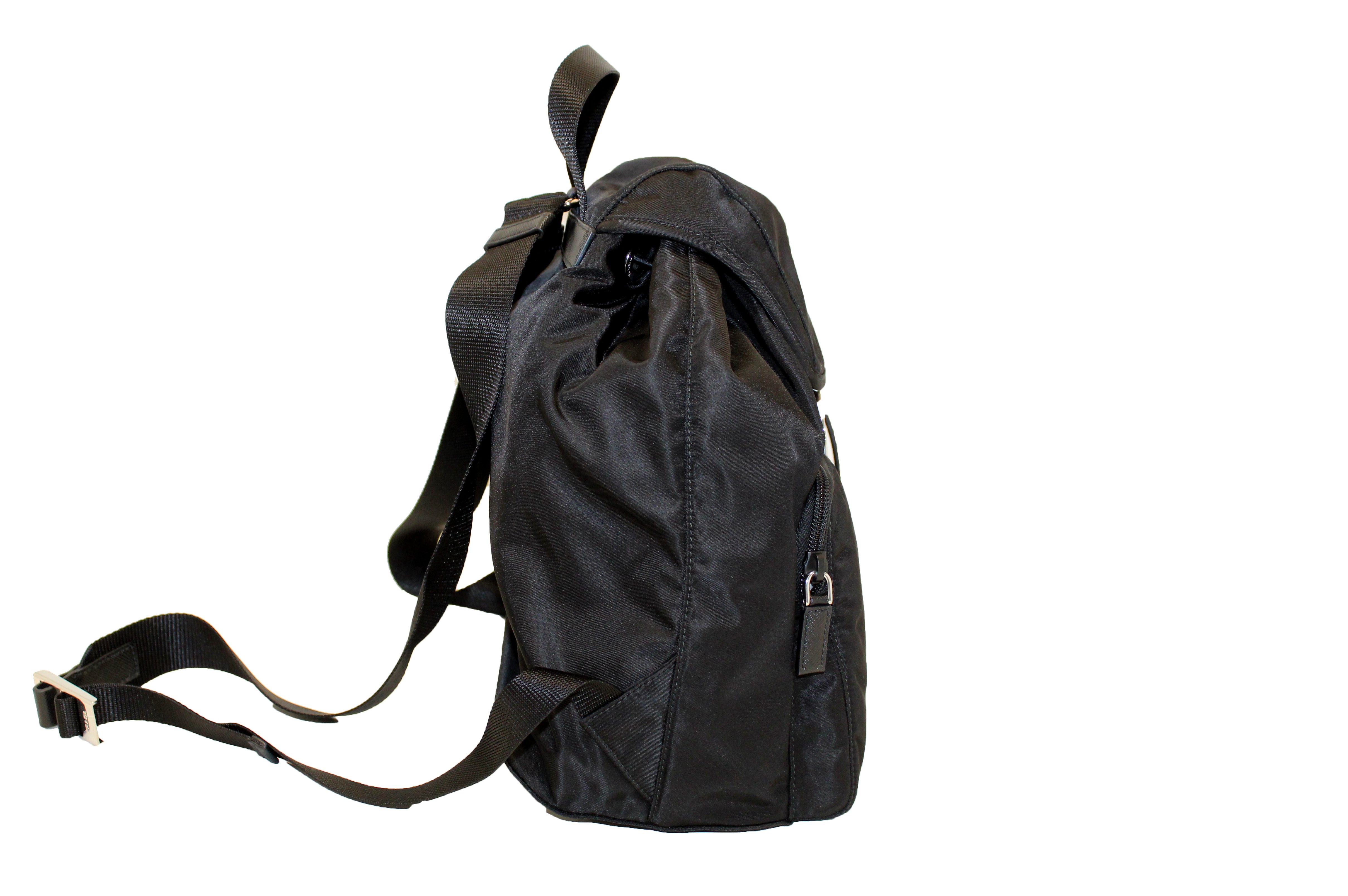 Authentic Prada Black Nylon Backpack with Silver Hardware - Luxury Designer Backpack for Women, Travel, Work & Everyday Use