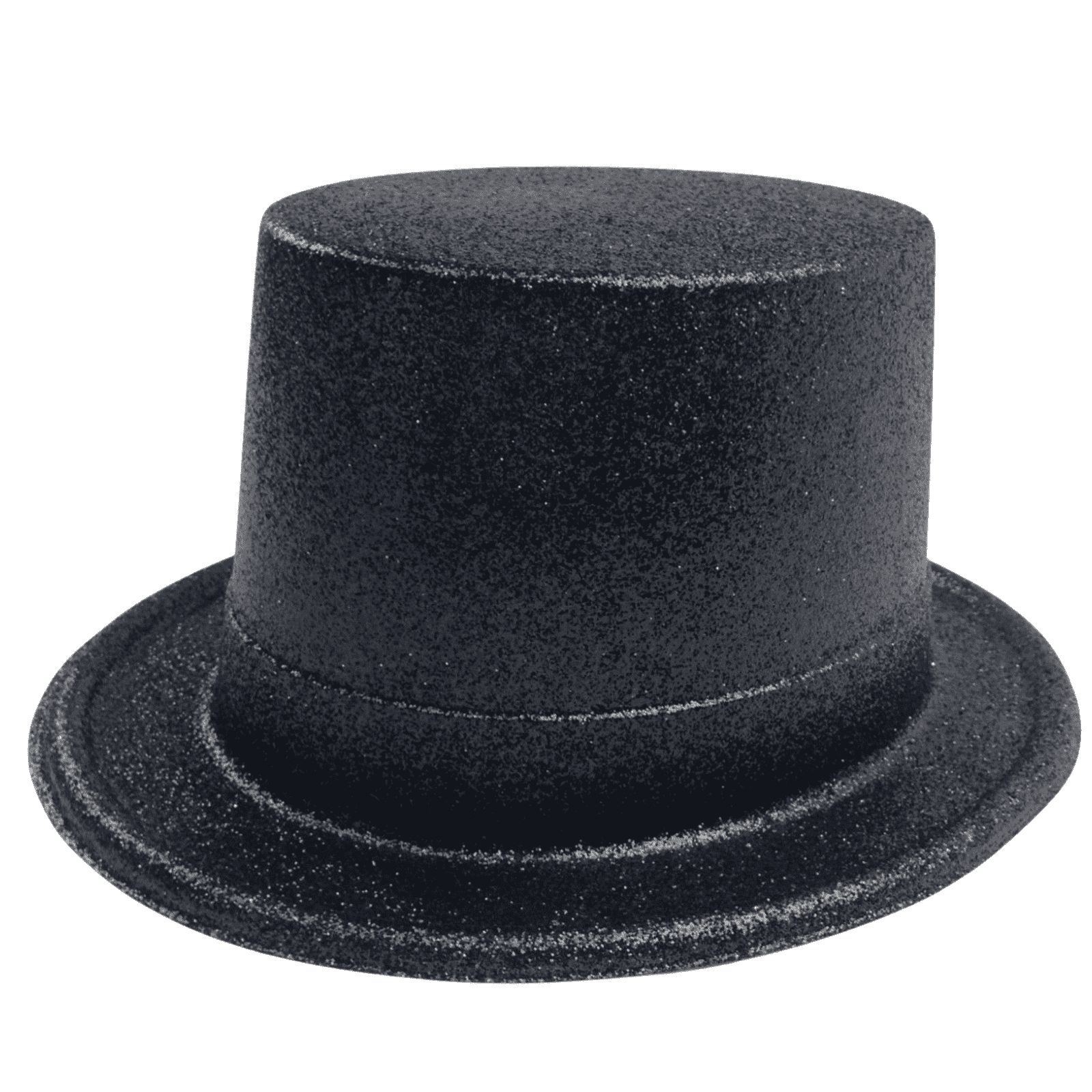 12-Pack Glitter Top Hats for Adults - Shiny Black Plastic Party Hats for Costumes, Dress Up, Bachelorette, Halloween & New Year Celebrations