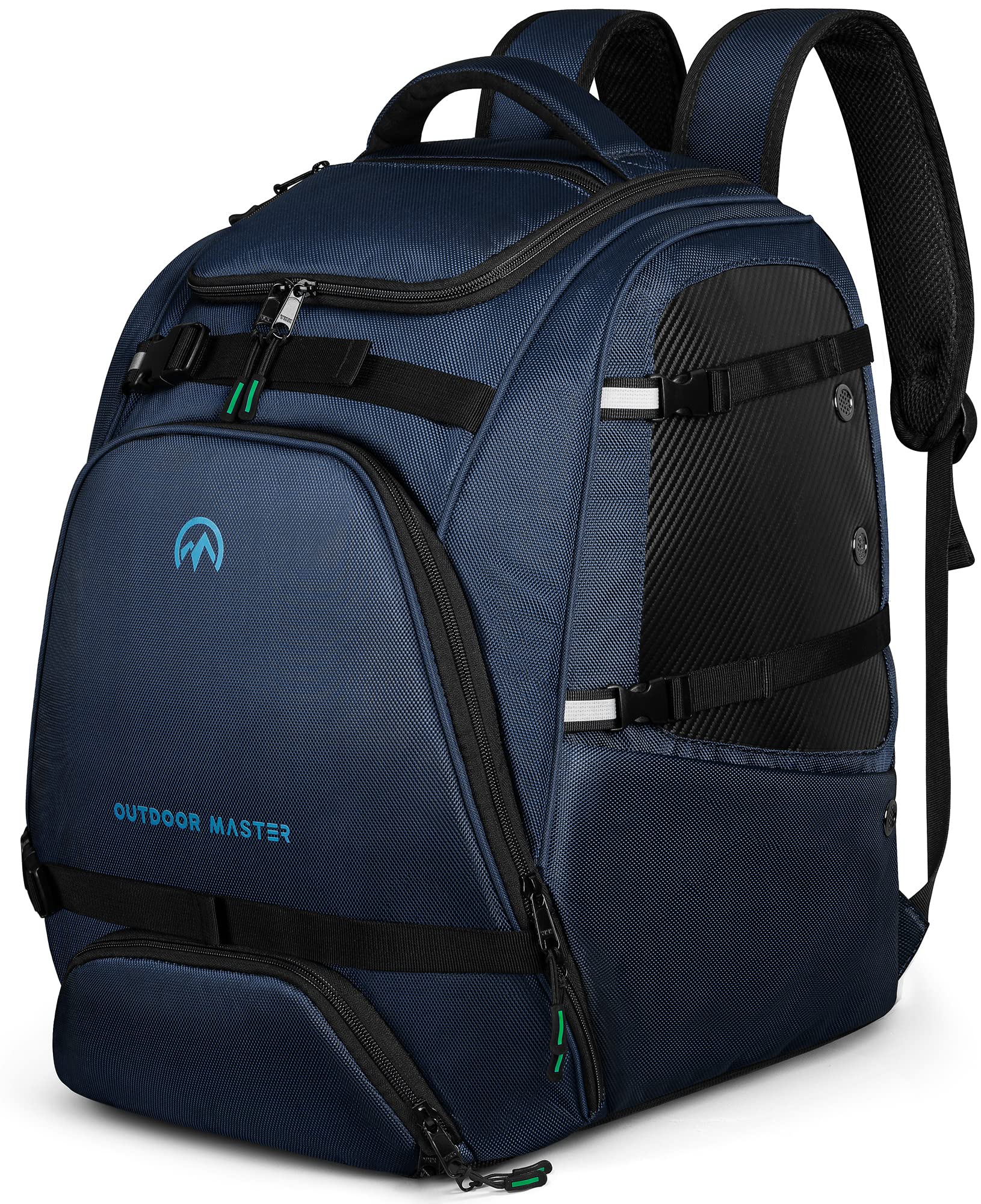 OutdoorMaster 50L Waterproof Ski Boot & Snowboard Travel Backpack - Carry Ski Helmet, Goggles, Gloves & Accessories for Men, Women & Youth (Blue) | Perfect for Air Travel & Winter Sports Gear Storage