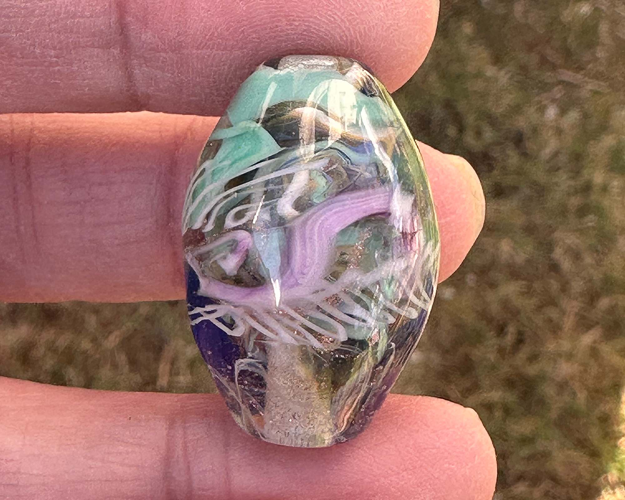 Enigmatic Azure Swirl Lampwork Glass Focal Bead SRA - Perfect for Jewelry Making, DIY Crafts & Beading Projects