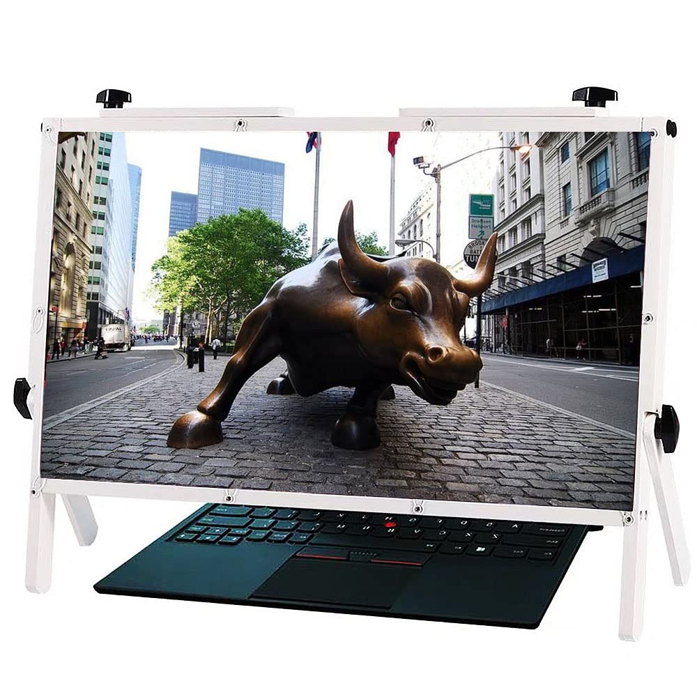 22'' WEREW Computer Screen Magnifier for Laptop & Monitor - 3X Magnifying Glass for Reading, Portable Tablet Enlarger Projector (White) - Ideal for Office, Classroom & Low Vision Assistance