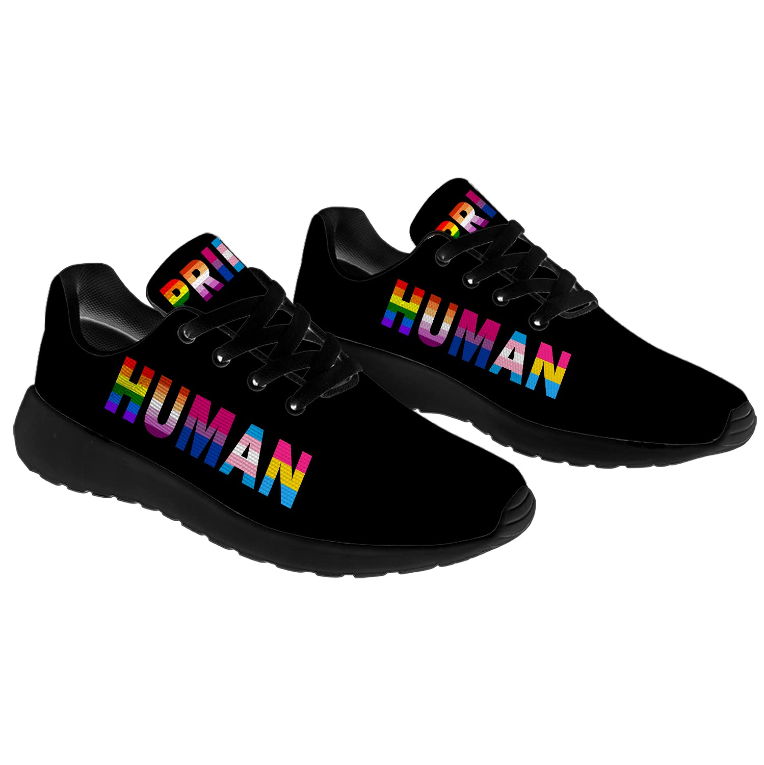 **Men's & Women's LGBTQ Rainbow Running Shoes - Comfortable Walking & Tennis Sneakers for LGBTQ+ Community - Size 11 Men/13 Women - Black - Perfect for Pride Events, Workouts & Casual Wear**
