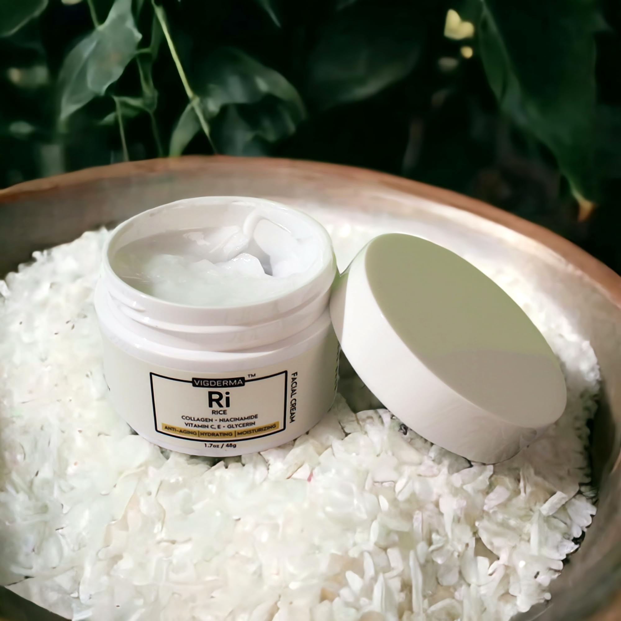 Rice Facial Light Cream 1.7oz - Rice Bran Essence with Collagen, Niacinamide & Vitamin C for Glowing Skin | Deeply Nourishing Korean Beauty Moisturizer | Improves Skin Moisture Barrier | Perfect for Daily Skincare Routine & Nighttime Hydration