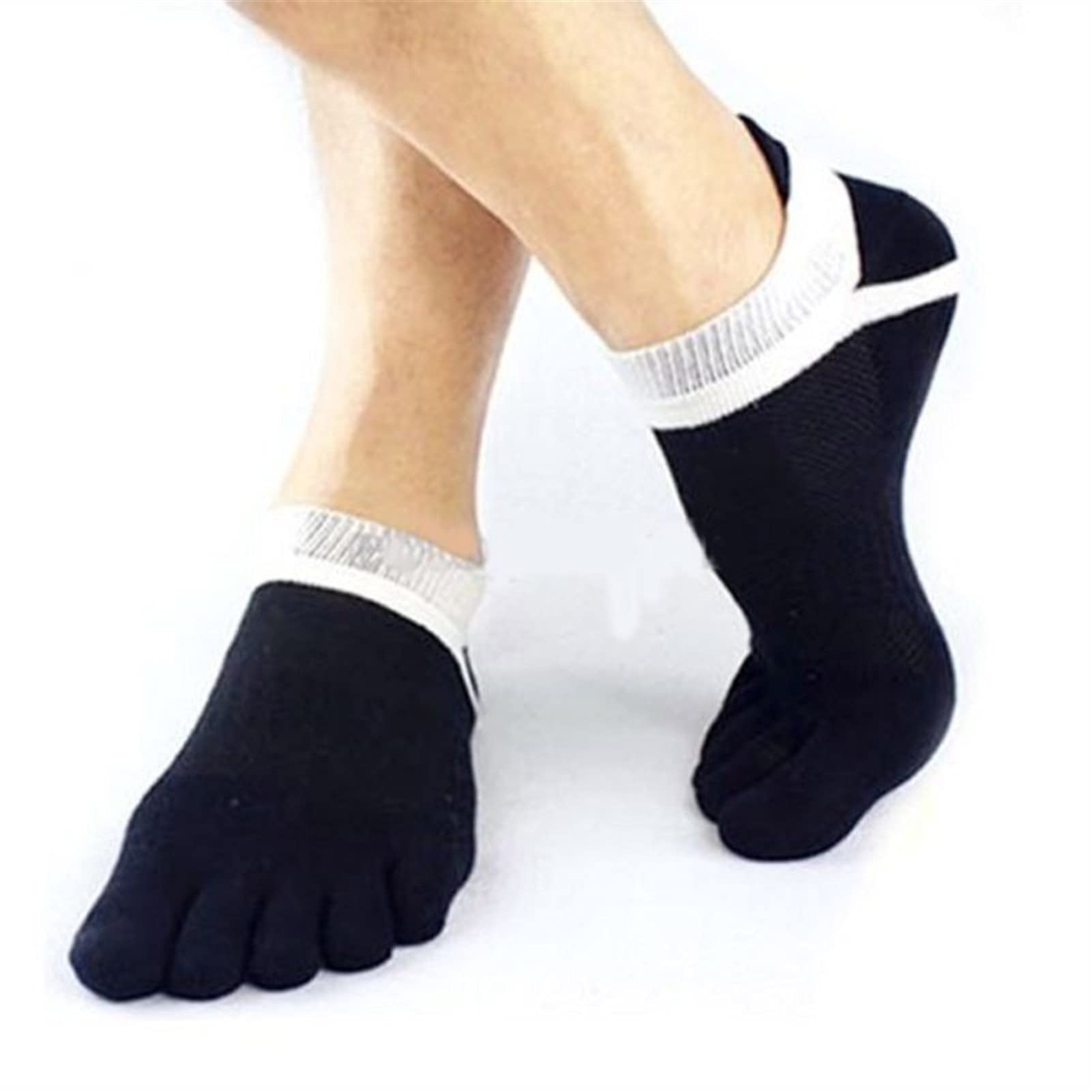 1 Pair Men's Breathable Cotton 5-Toe Socks for Outdoor Sports, Jogging, Cycling & Running - Comfortable Riding Socks (Size 38-43, Black) - Perfect for Hiking, Gym Workouts and Daily Wear