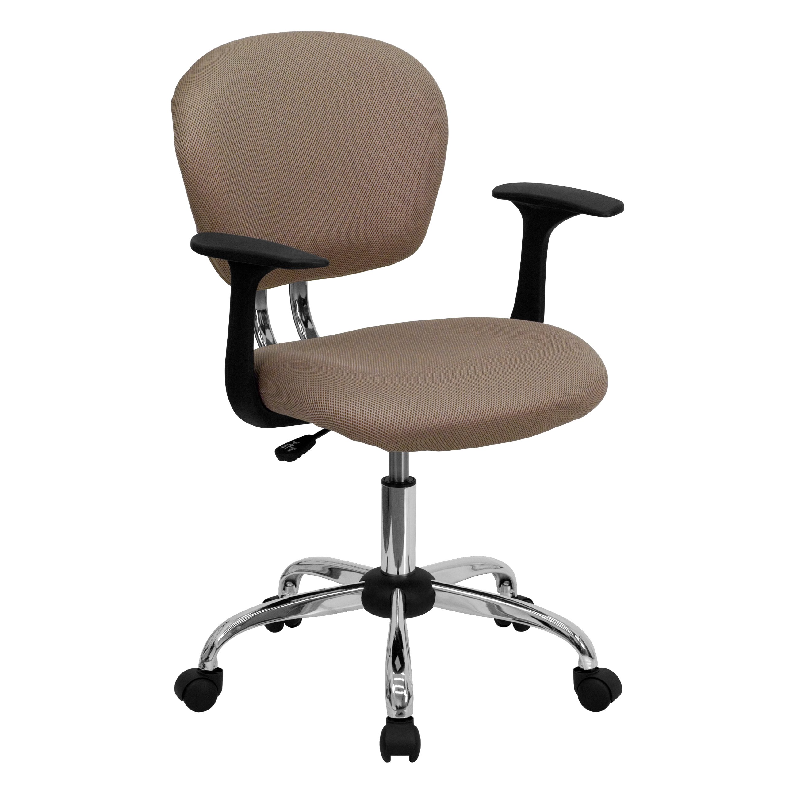 Ergonomic Mid-Back Coffee Brown Mesh Office Chair with Padded Seat & Adjustable Arms - Perfect for Home Office, Gaming & Workspace Comfort