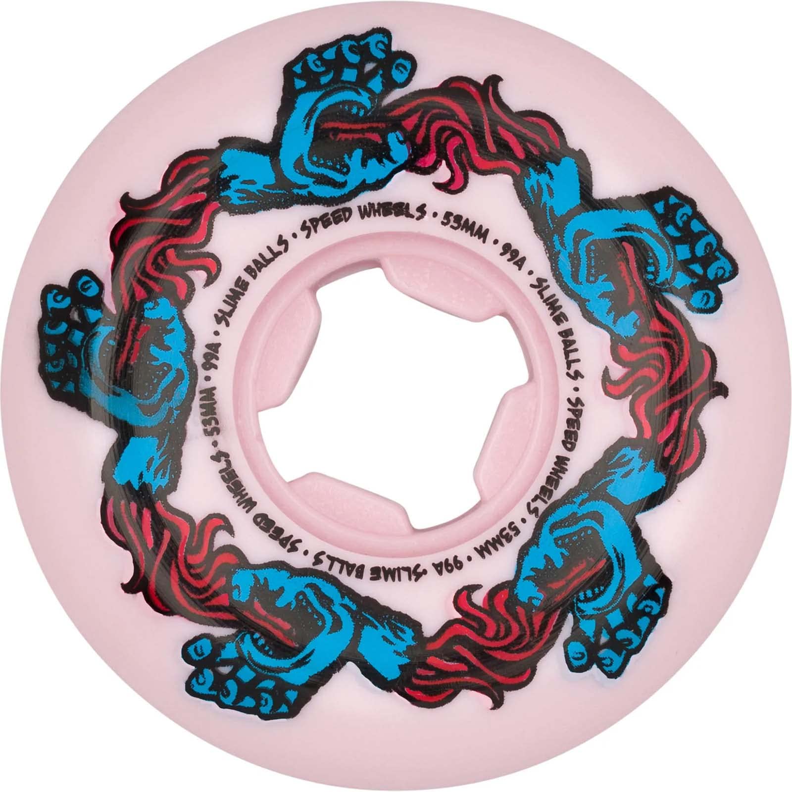 53mm 99A Pink Slime Balls Skateboard Wheels with Infinity Screaming Hand Design - High Speed Performance Wheels for Street Skating & Park Tricks