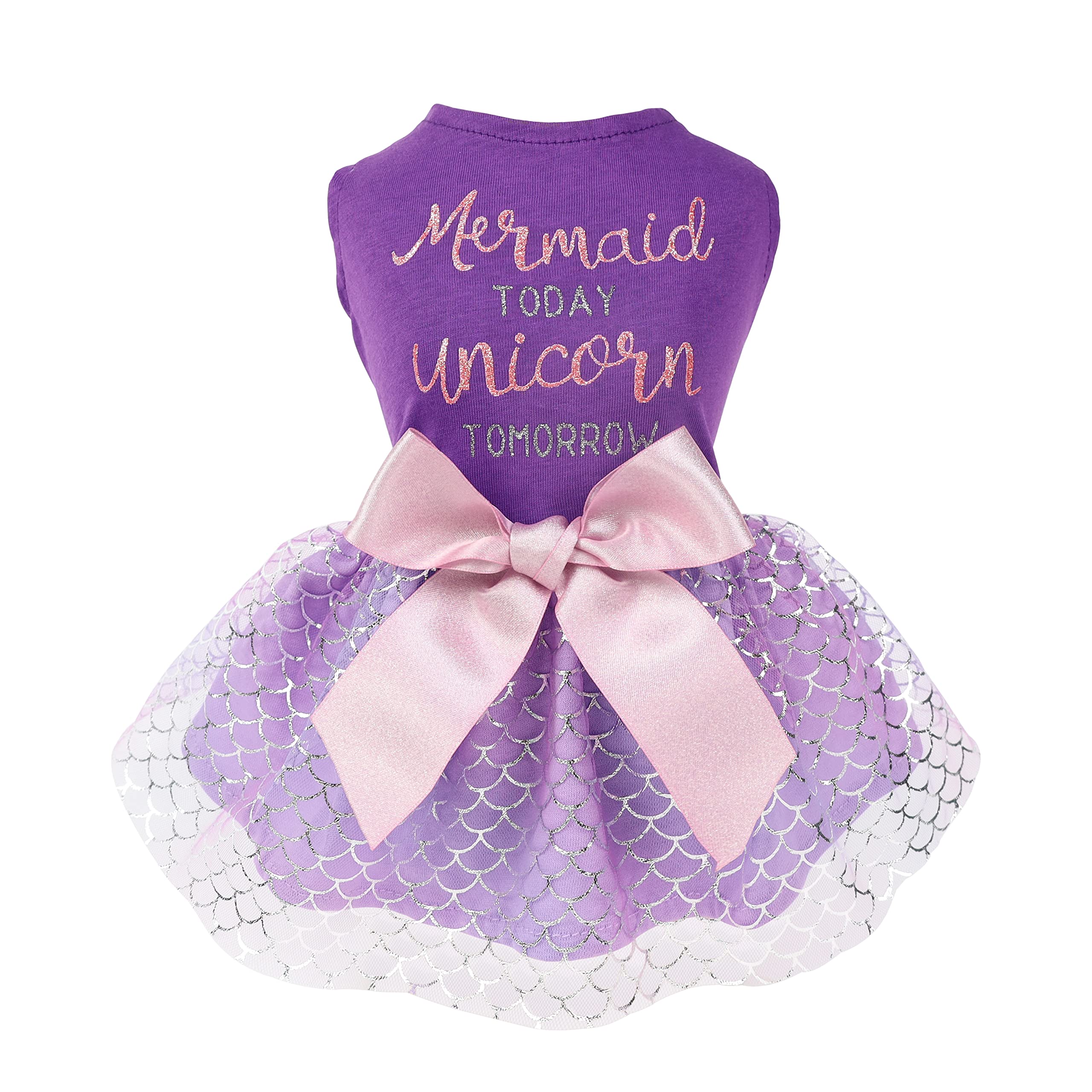Fitwarm Unicorn Dog Dress for Small Dogs - Purple Pet Apparel for Parties