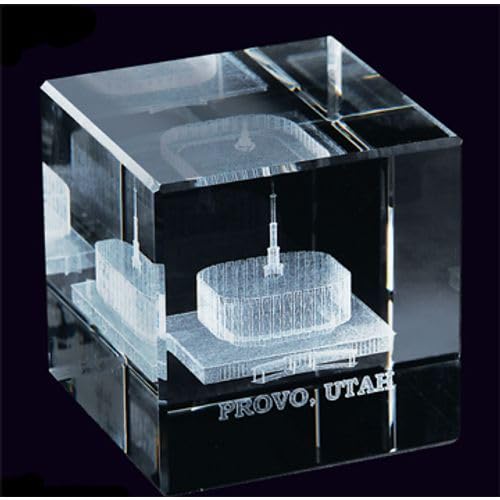Crystal Cube Desk Decor - LDS Temple Paperweight for Office & Home | Christian Gift