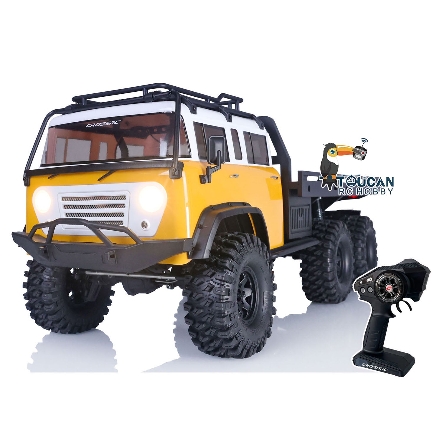 CrossRC 1/10 JT6 6WD 6X6 RC Rock Crawler Truck - 2.4GHz Remote Control Off-Road Vehicle with PNP ESC, Motor, Servo & LED Lights (US Stock) - Perfect for Trail Crawling, Off-Road Adventures and DIY RC Enthusiasts