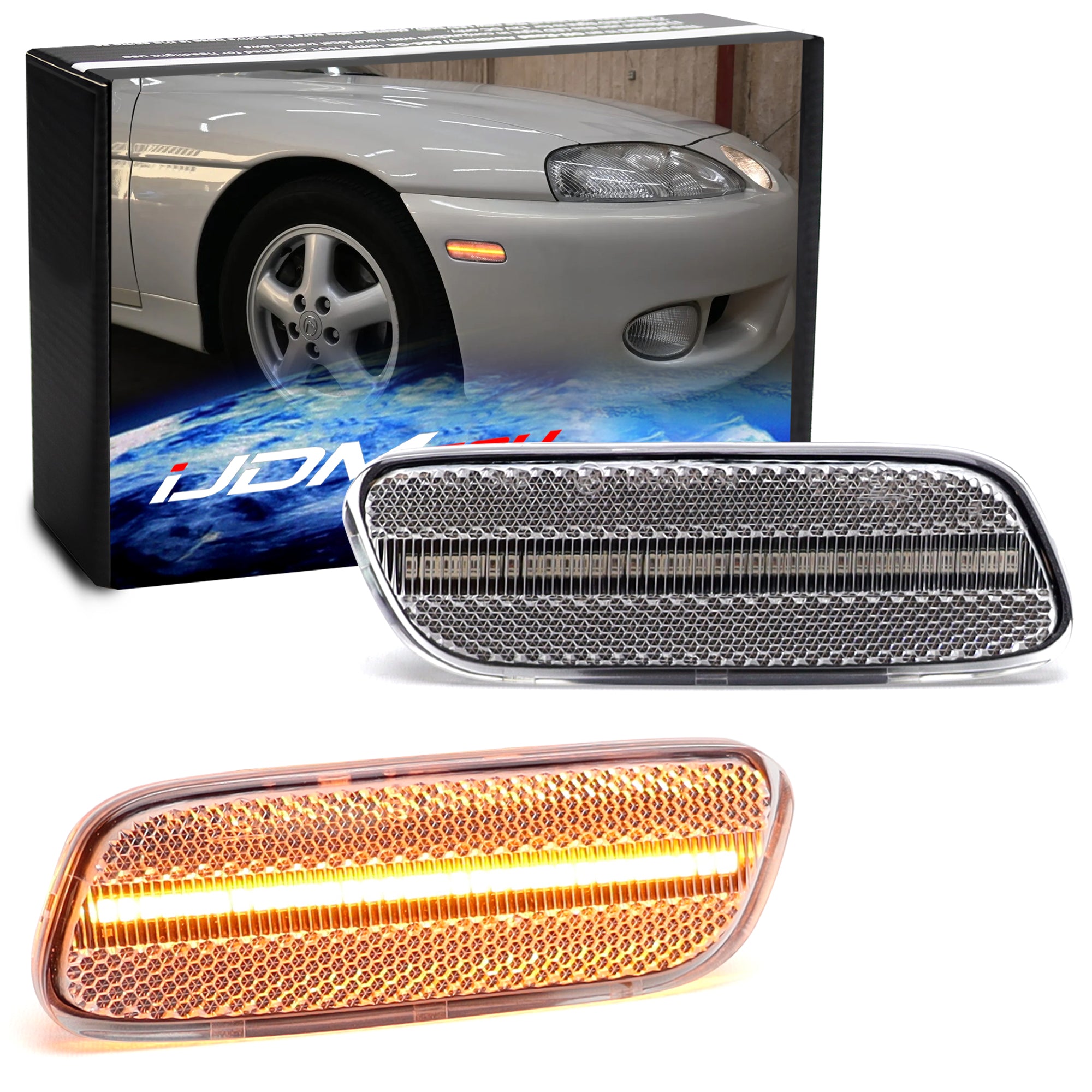 Amber LED Side Marker Lights for Lexus SC300 SC400 (1992-2000) - Clear Lens, Durable & Bright - Perfect for Night Driving & Car Customization