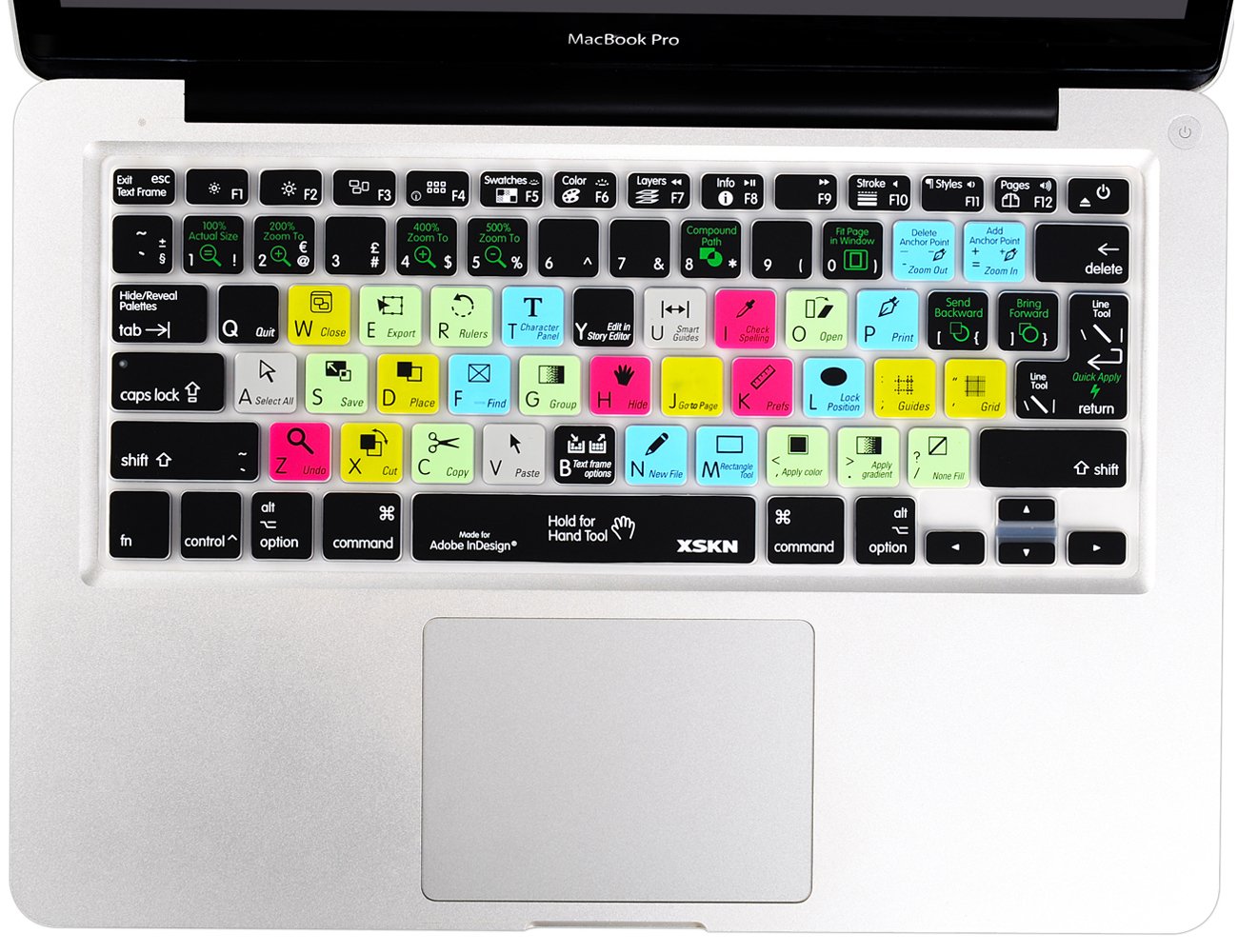 XSKN Silicone Keyboard Cover for Adobe InDesign - Shortcut Stickers Compatible with MacBook Air & Pro 13