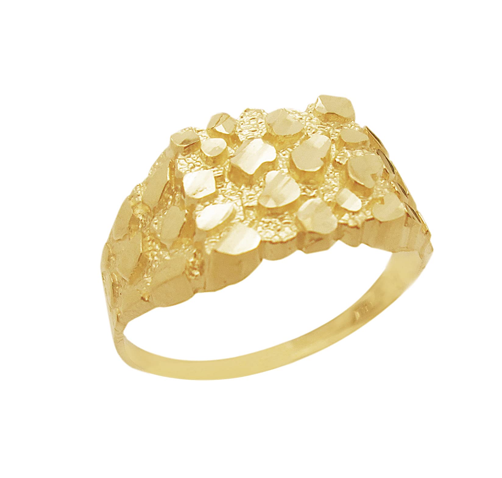 10K Solid Gold Nugget Ring for Women - Thin Minimalist Gold Band Ring - Perfect for Everyday Wear, Stacking Rings & Gift Giving