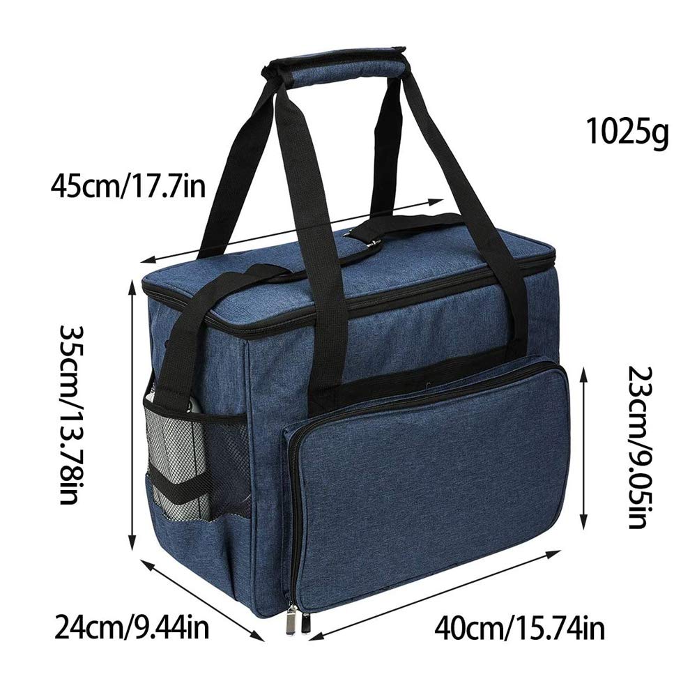 Lustar Portable Sewing Machine Carrying Case with Compartment Pockets & Shoulder Strap - Durable Storage Tote Bag for Most Sewing Machines (Blue) - Perfect for Travel, Classes & Home Sewing Projects
